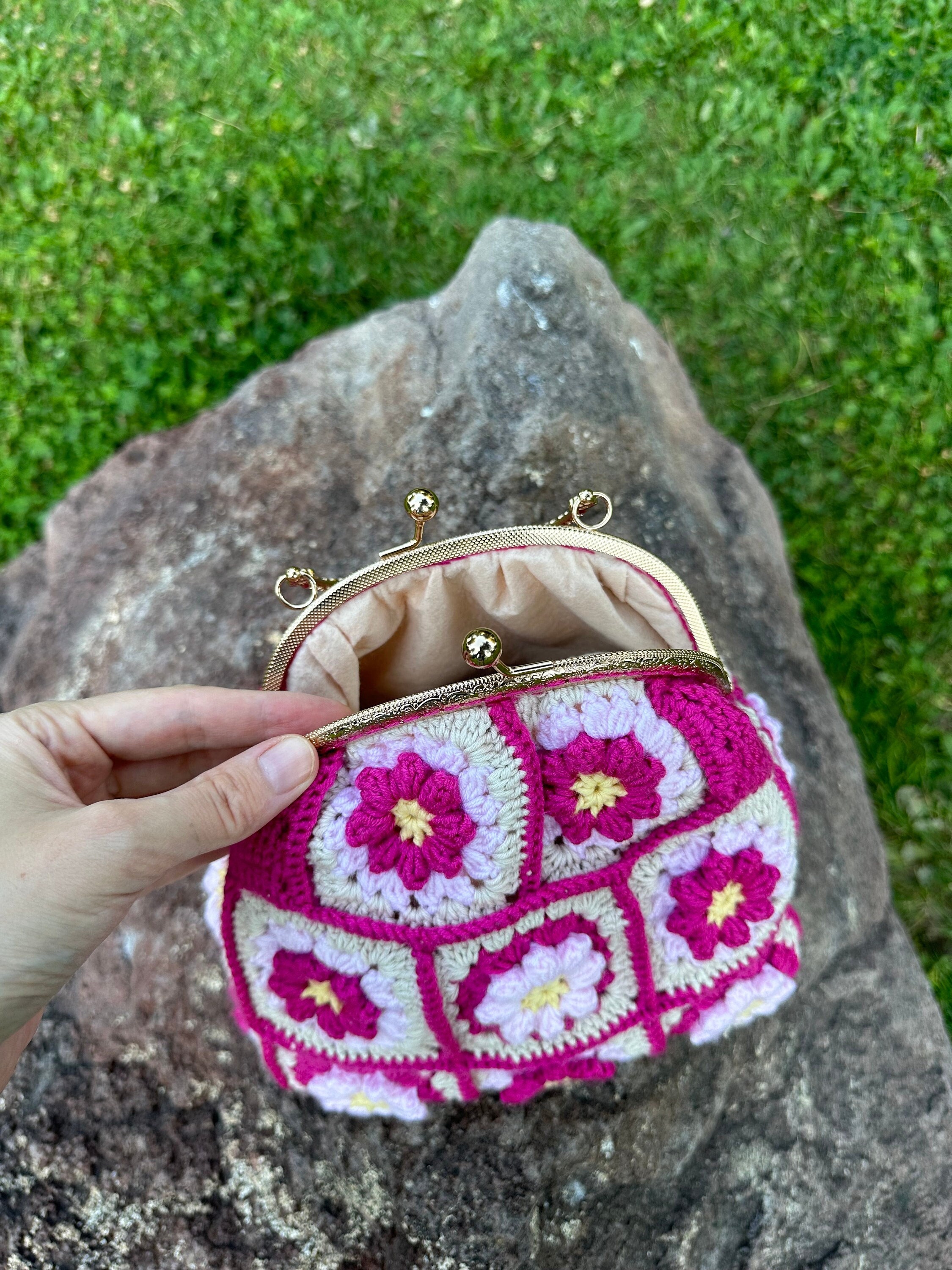 Crochet Clutch Luxury Handmade Bag - Woolen Knitted, Summer Party Purse, Colorful Dumpling Bag, T... — photo 3 of 10
