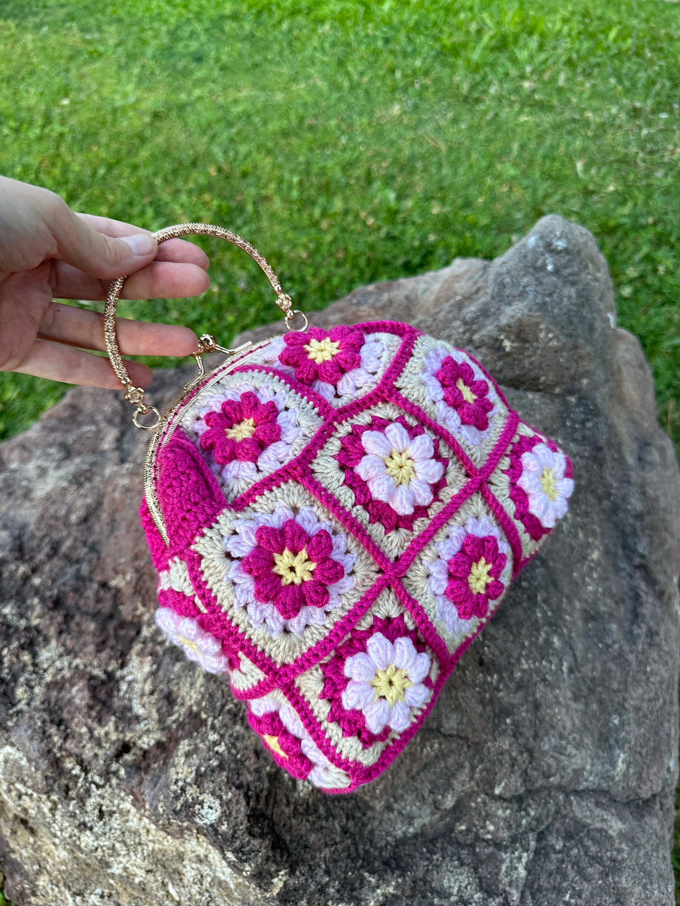 Crochet Clutch Luxury Handmade Bag - Woolen Knitted, Summer Party Purse, Colorful Dumpling Bag, T... — photo 2 of 10