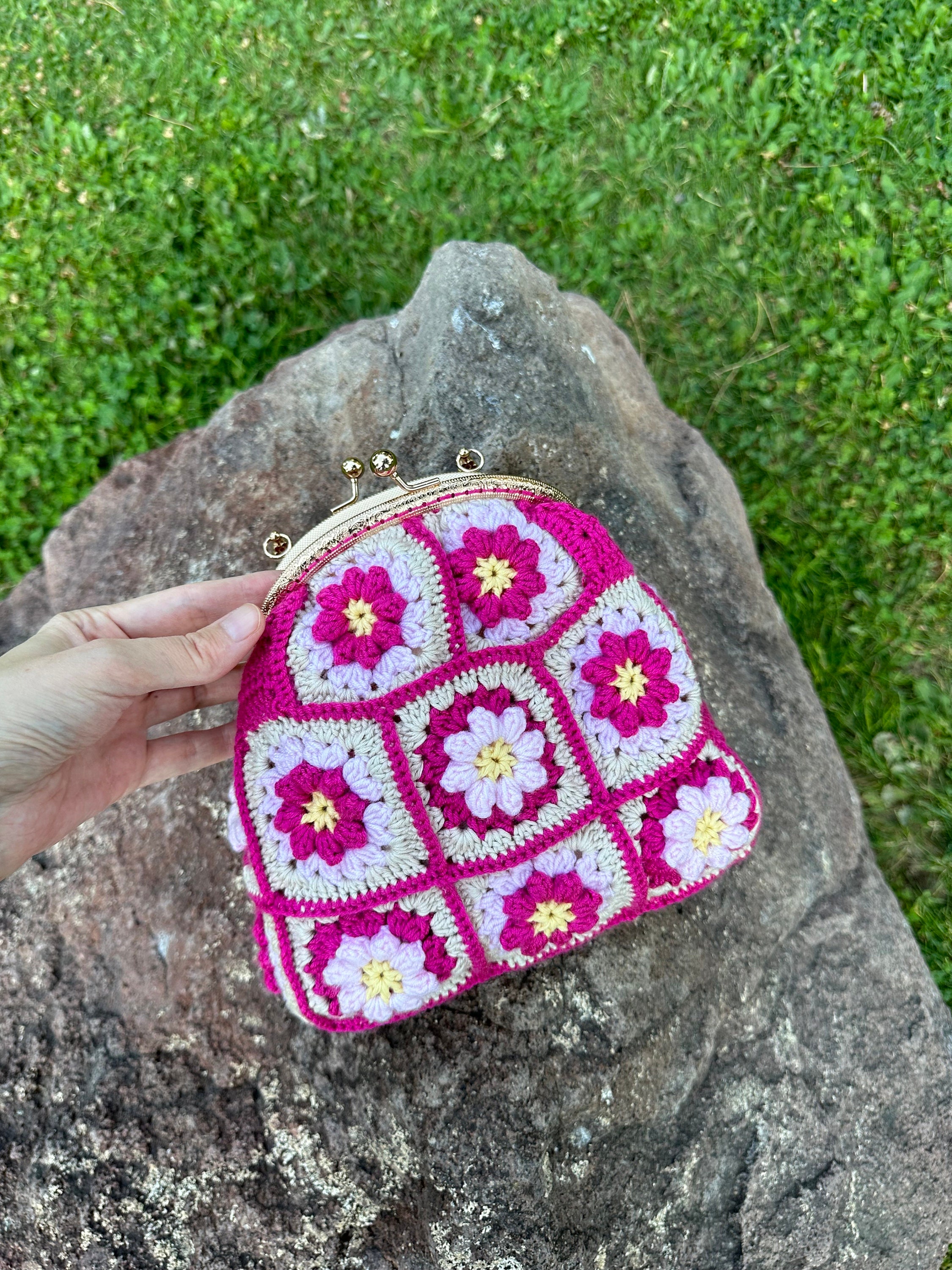 Crochet Clutch Luxury Handmade Bag - Woolen Knitted, Summer Party Purse, Colorful Dumpling Bag, T... — photo 7 of 10