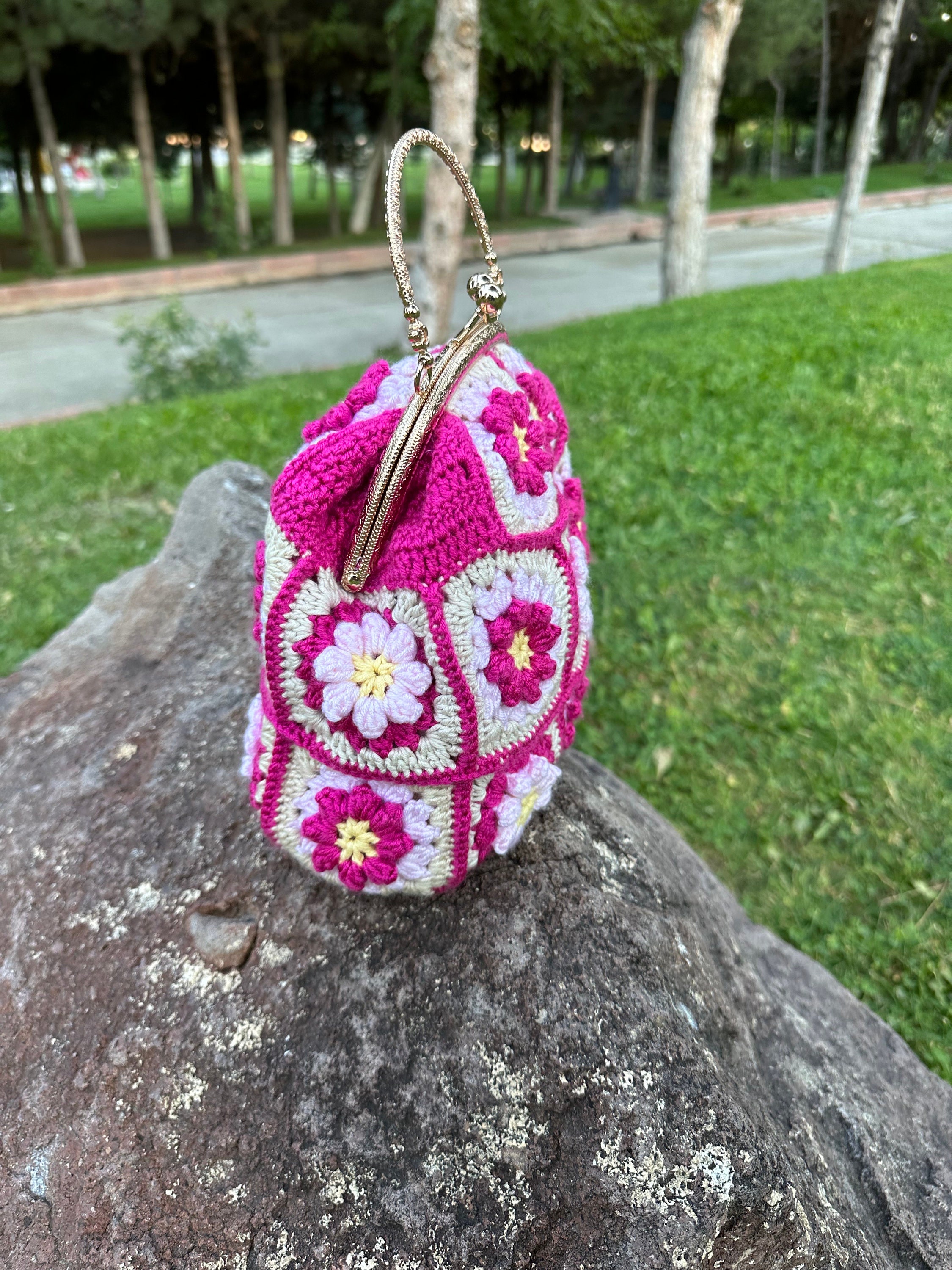 Crochet Clutch Luxury Handmade Bag - Woolen Knitted, Summer Party Purse, Colorful Dumpling Bag, T... — photo 6 of 10