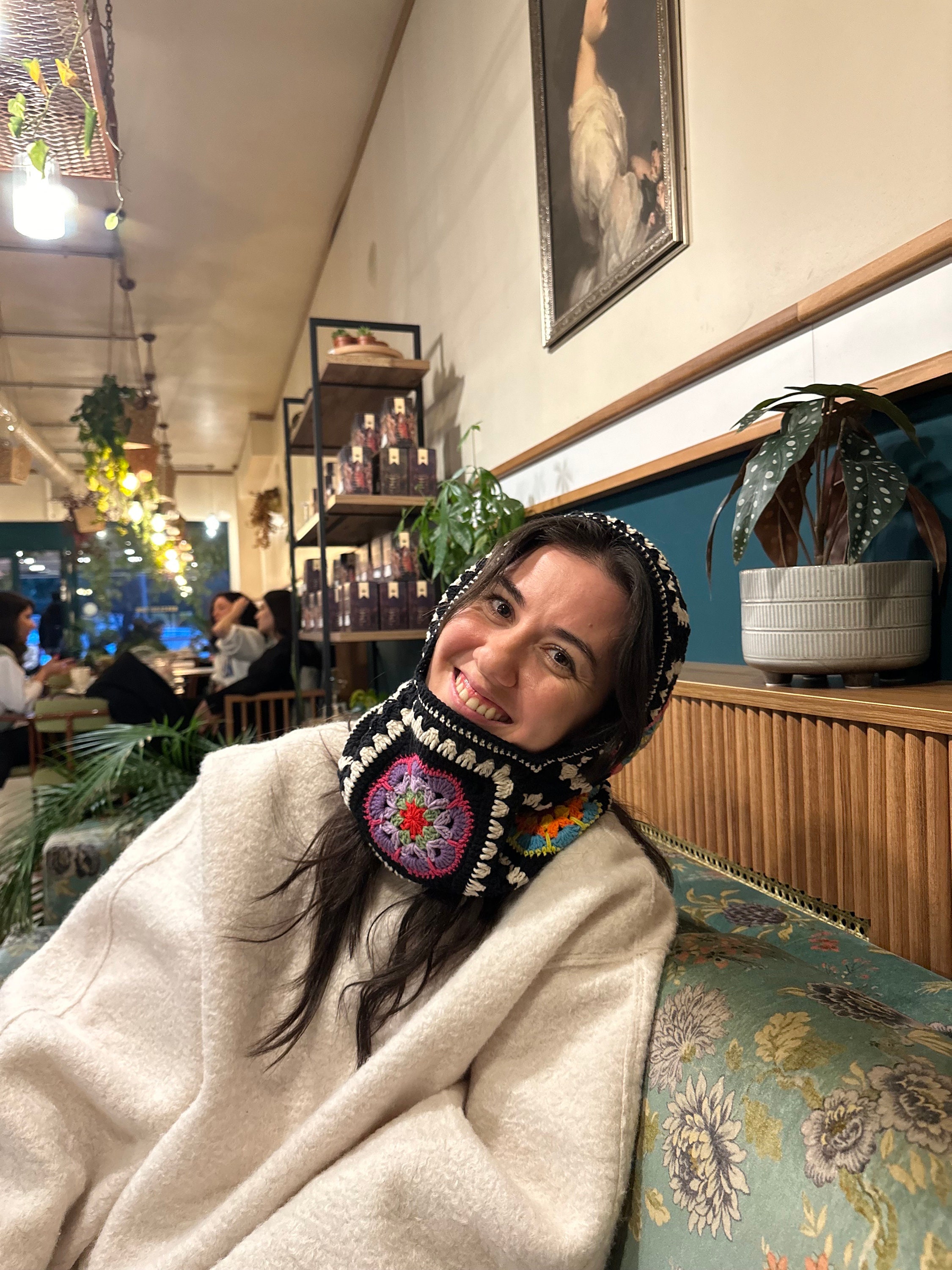 Crochet Knit Balaclava, Unique Handmade Hat, Granny Square Balaclava, Knitted Ski Mask, Granny Square Hoodie, Oversize Balaclava