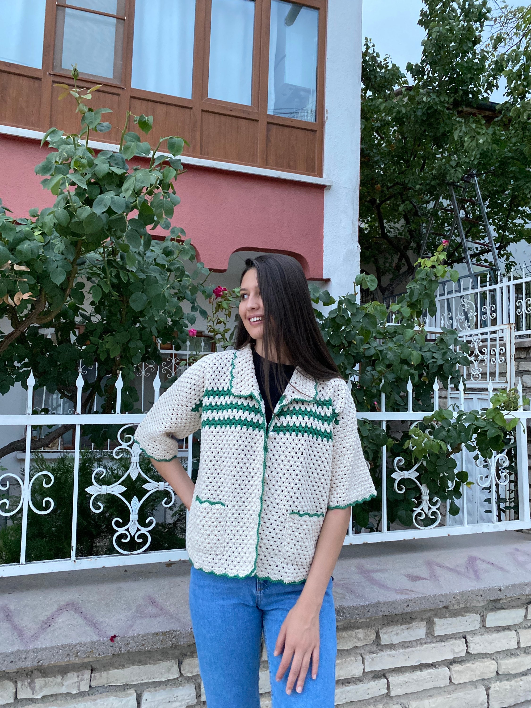 Crochet Shirt, Cotton Jacket, Crochet Shirt for Women, Unique Shirt, Unisex Shirt, Crochet Vest, ... — photo 2 of 13