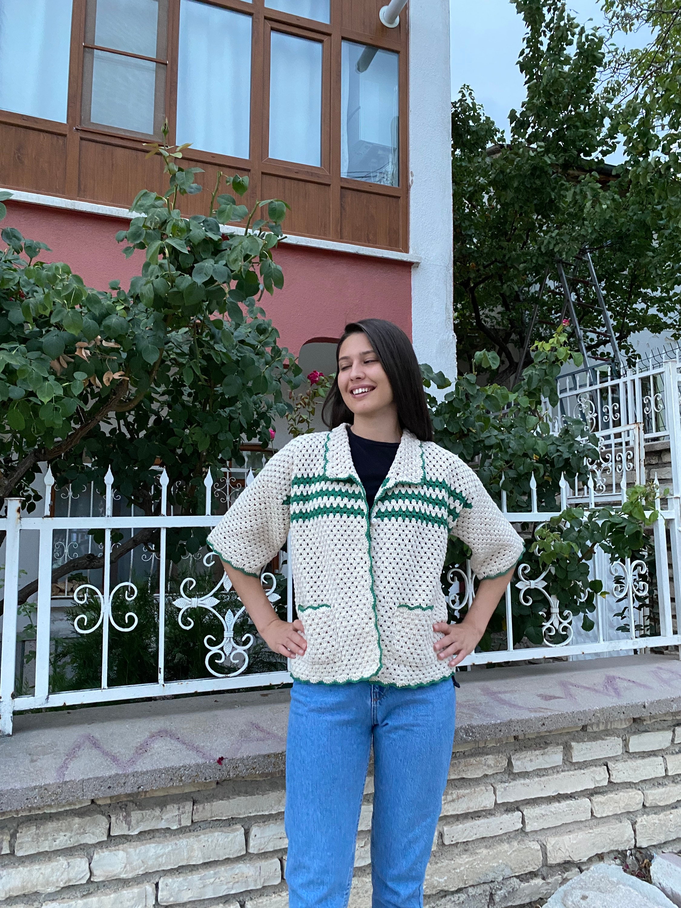 Crochet Shirt, Cotton Jacket, Crochet Shirt for Women, Unique Shirt, Unisex Shirt, Crochet Vest, ... — photo 3 of 13