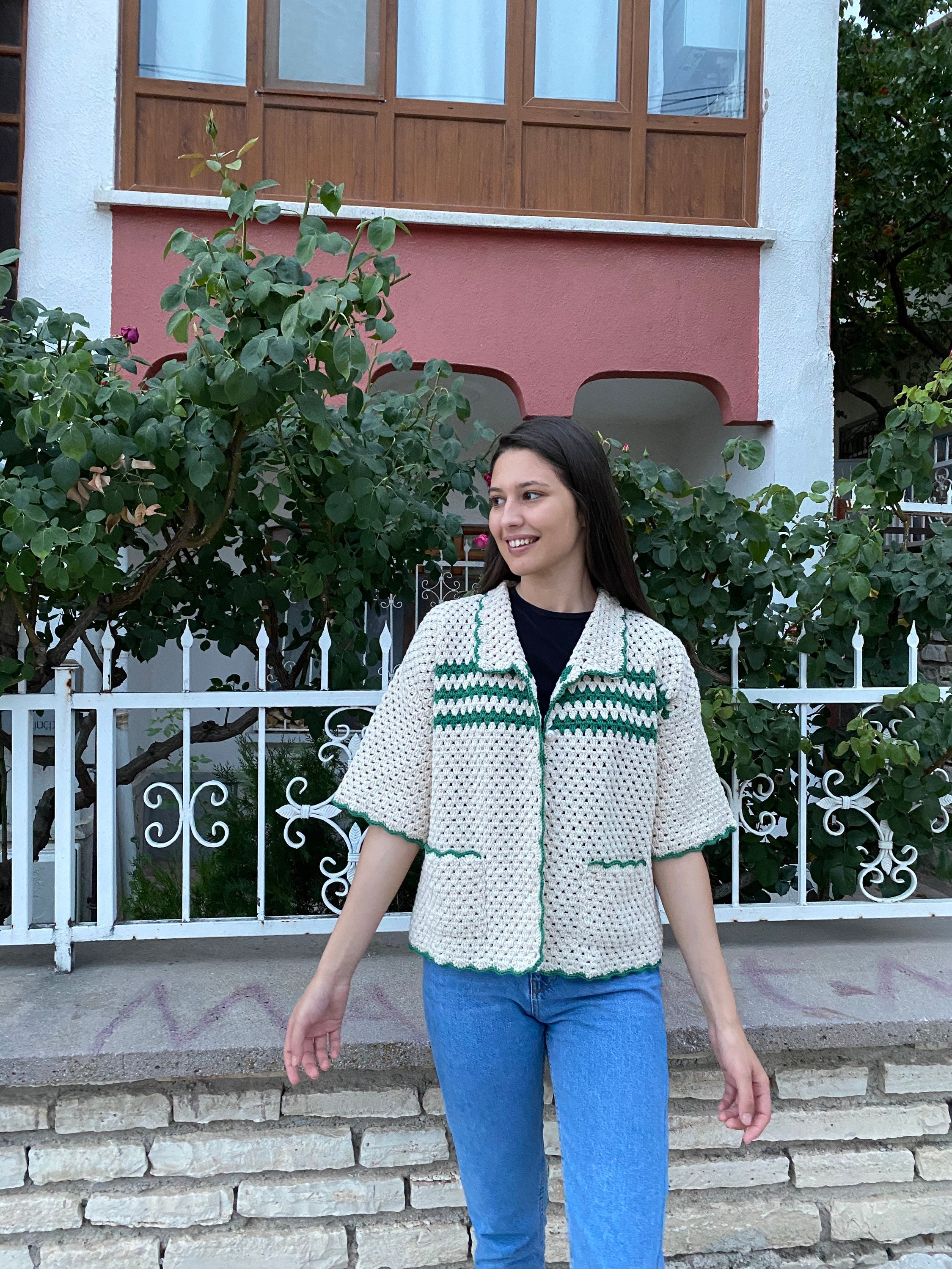 Crochet Shirt, Cotton Jacket, Crochet Shirt for Women, Unique Shirt, Unisex Shirt, Crochet Vest, ... — photo 5 of 13