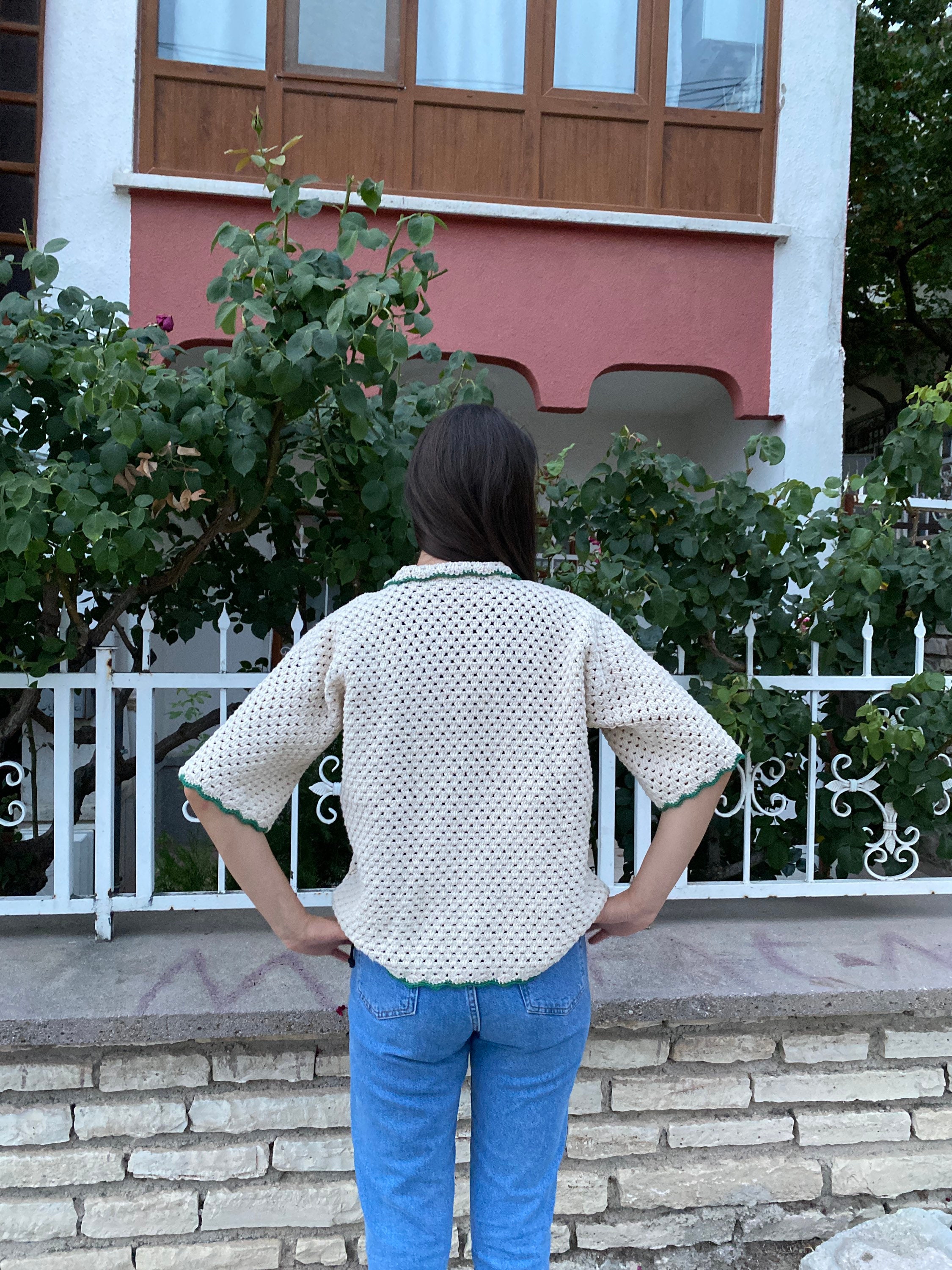 Crochet Shirt, Cotton Jacket, Crochet Shirt for Women, Unique Shirt, Unisex Shirt, Crochet Vest, ... — photo 6 of 13