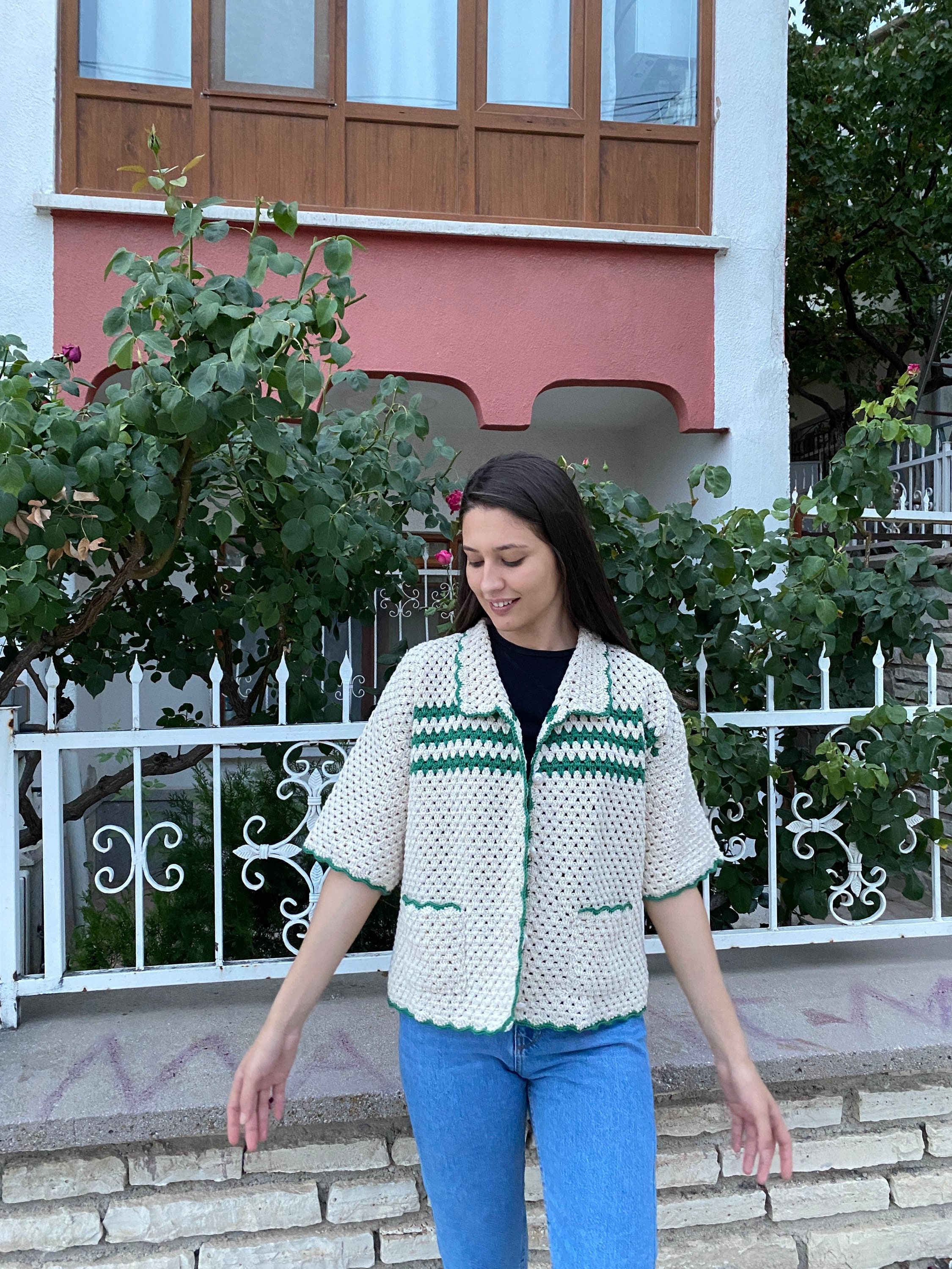 Crochet Shirt, Cotton Jacket, Crochet Shirt for Women, Unique Shirt, Unisex Shirt, Crochet Vest, Handmade Sweater, Vintage Crochet Shirt