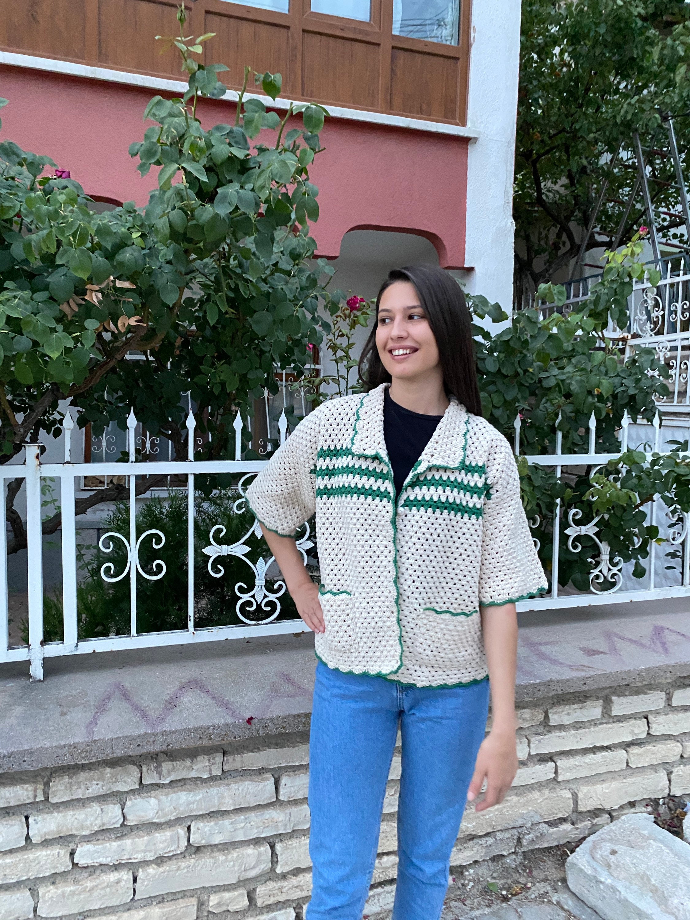 Crochet Shirt, Cotton Jacket, Crochet Shirt for Women, Unique Shirt, Unisex Shirt, Crochet Vest, ... — photo 3 of 12