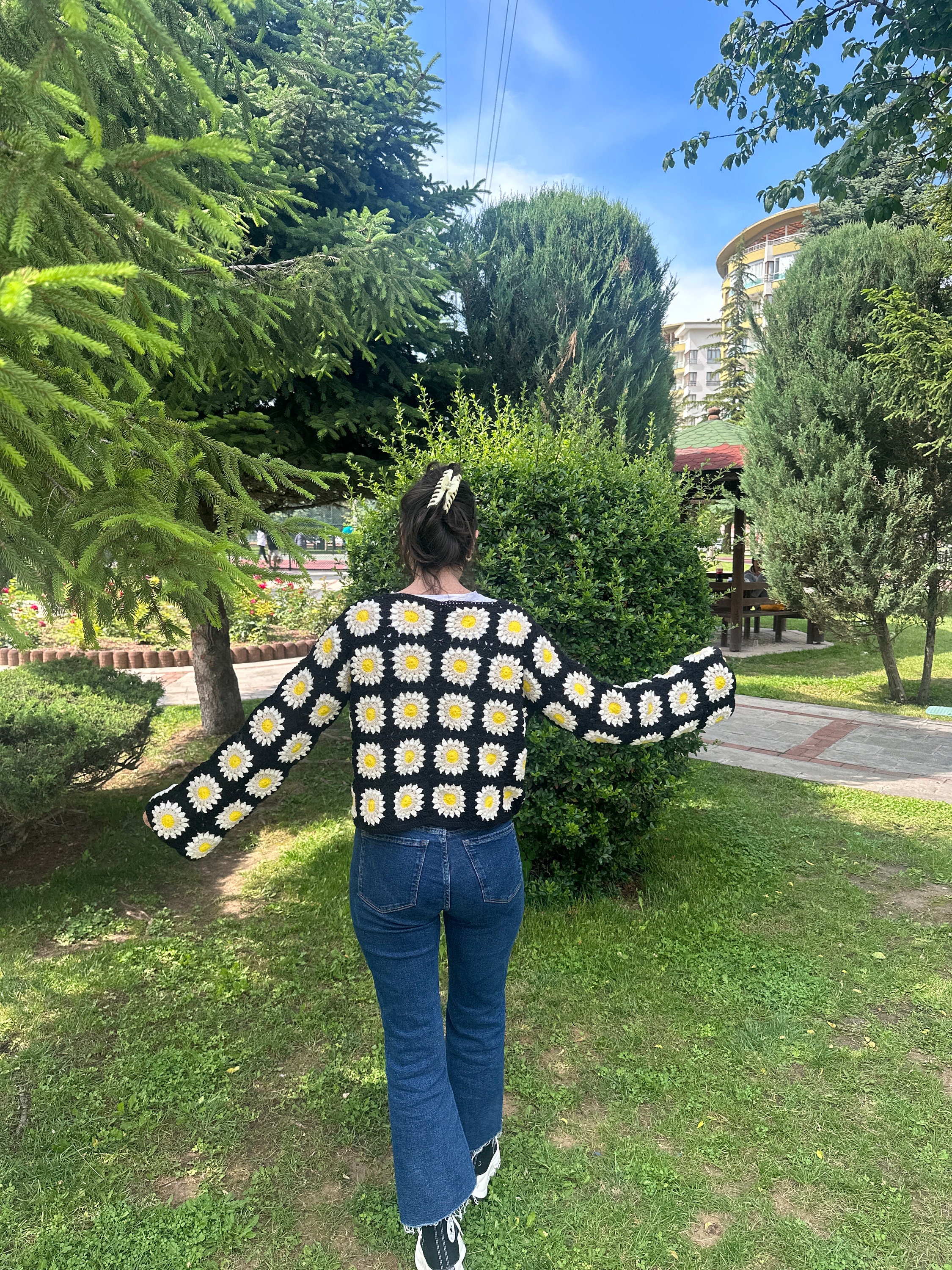 Crochet Sunflower Cardigan, Granny Square Cardigan, Bohemian Jacket, Festival Cardigan, Afghan Fl... — photo 7 of 10