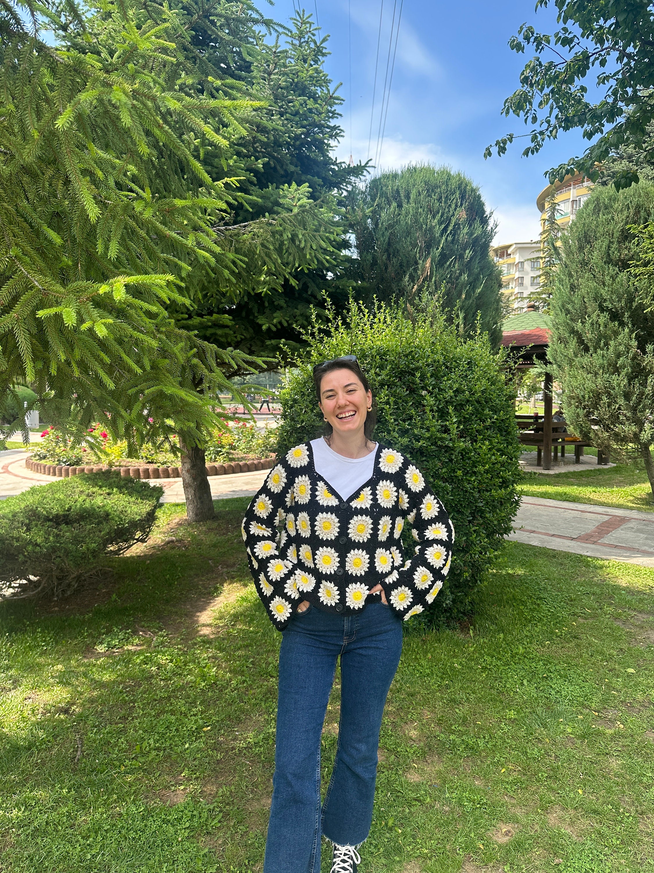 Crochet Sunflower Cardigan, Granny Square Cardigan, Bohemian Jacket, Festival Cardigan, Afghan Fl... — photo 3 of 10