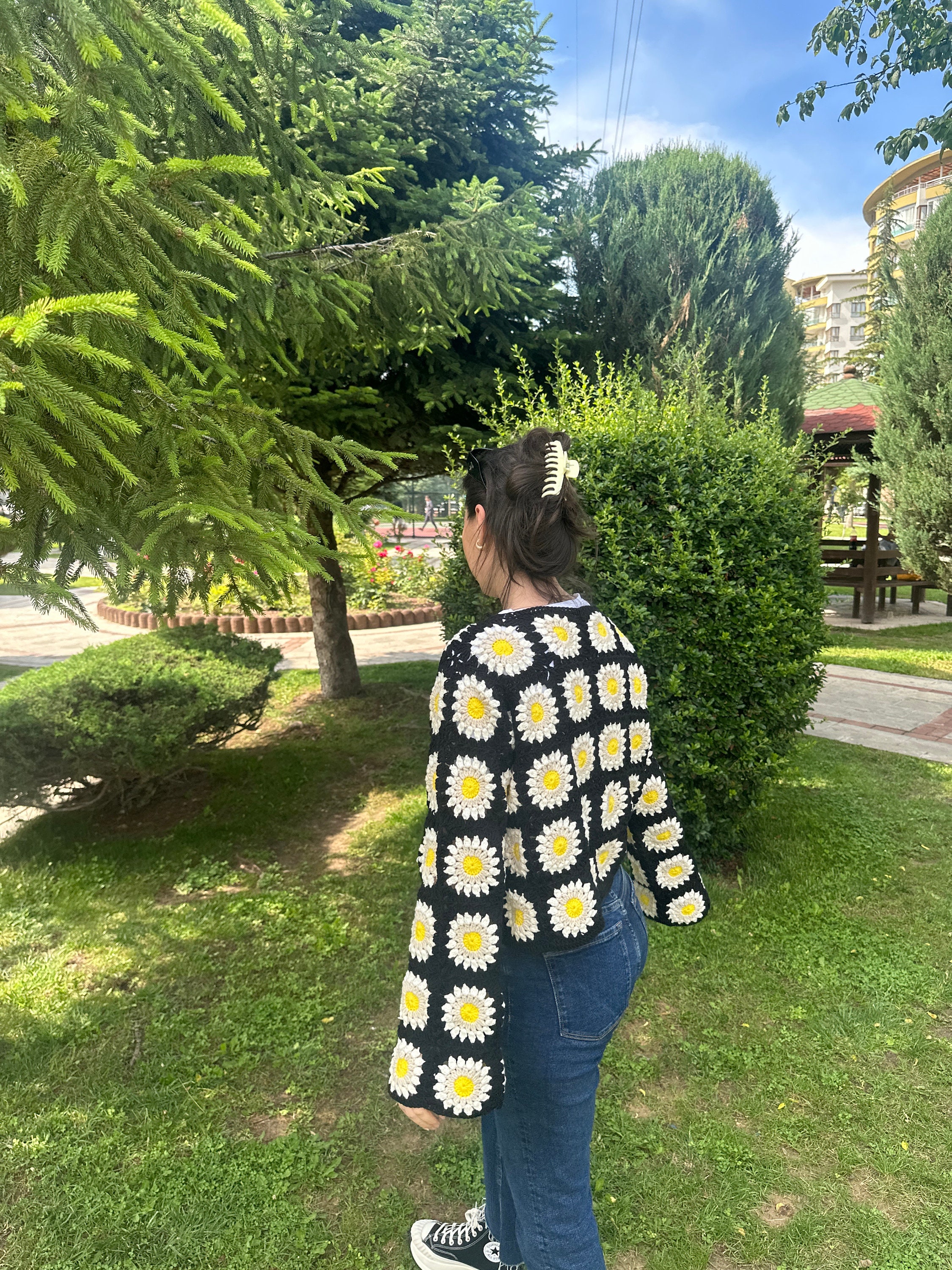 Crochet Sunflower Cardigan, Granny Square Cardigan, Bohemian Jacket, Festival Cardigan, Afghan Fl... — photo 2 of 10