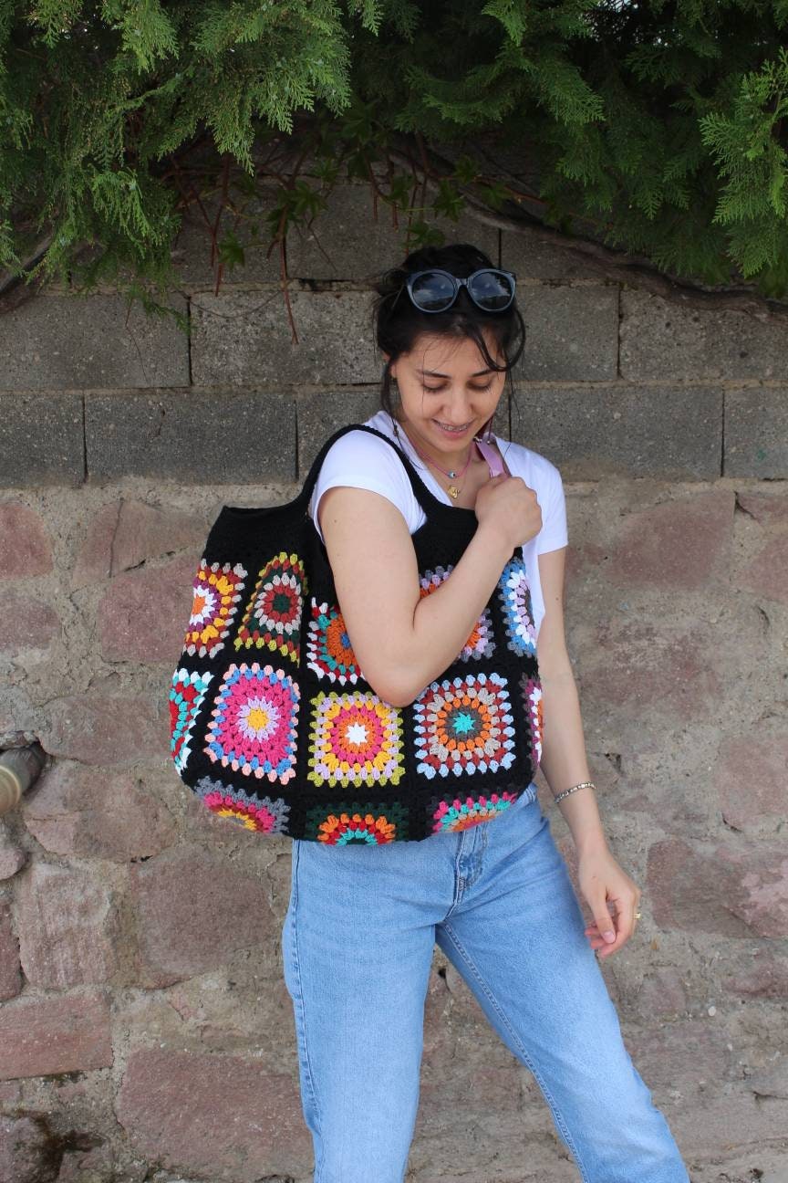 Crochet Tote Bag XXL Size, Extra Large Tote Bag, Afghan Crochet Bag, Granny Square Bag, Hobo Bag,... — photo 4 of 10