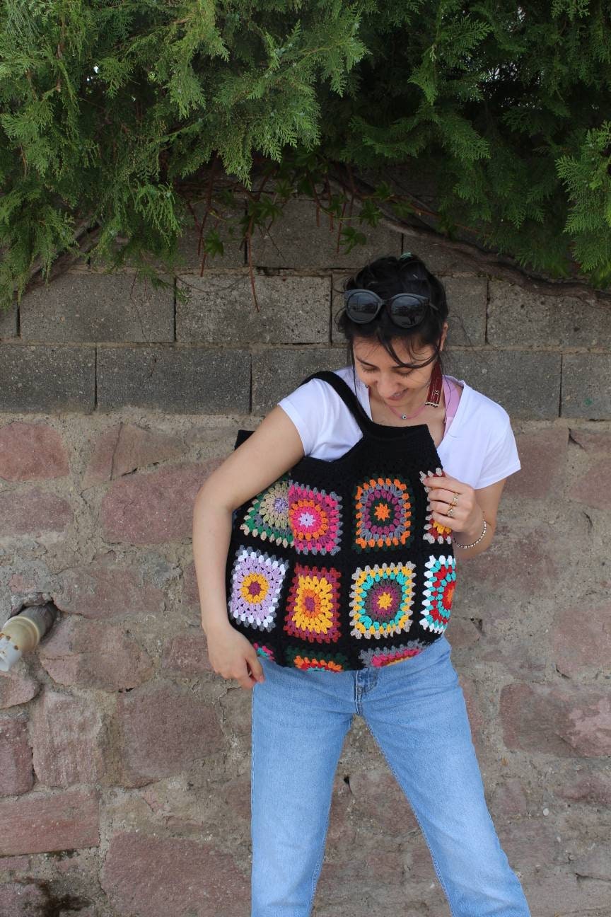 Crochet Tote Bag XXL Size, Extra Large Tote Bag, Afghan Crochet Bag, Granny Square Bag, Hobo Bag,... — photo 7 of 10