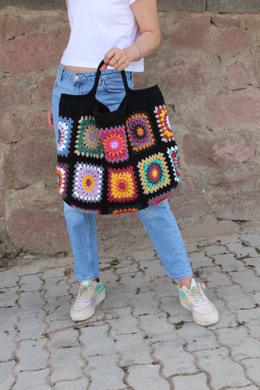 Crochet Tote Bag XXL Size, Extra Large Tote Bag, Afghan Crochet Bag, Granny Square Bag, Hobo Bag,... — photo 2 of 10