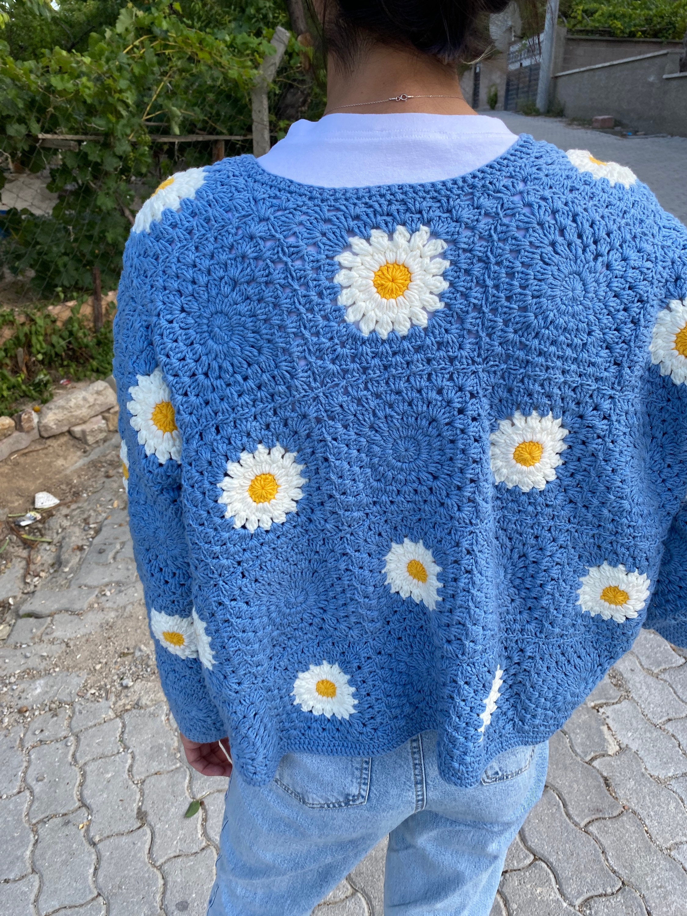 Daisy Cardigan, Granny Square Jacket, Afghan Crochet Cardigan, Granny Square Cardigan, Afghan Flo... — photo 5 of 10