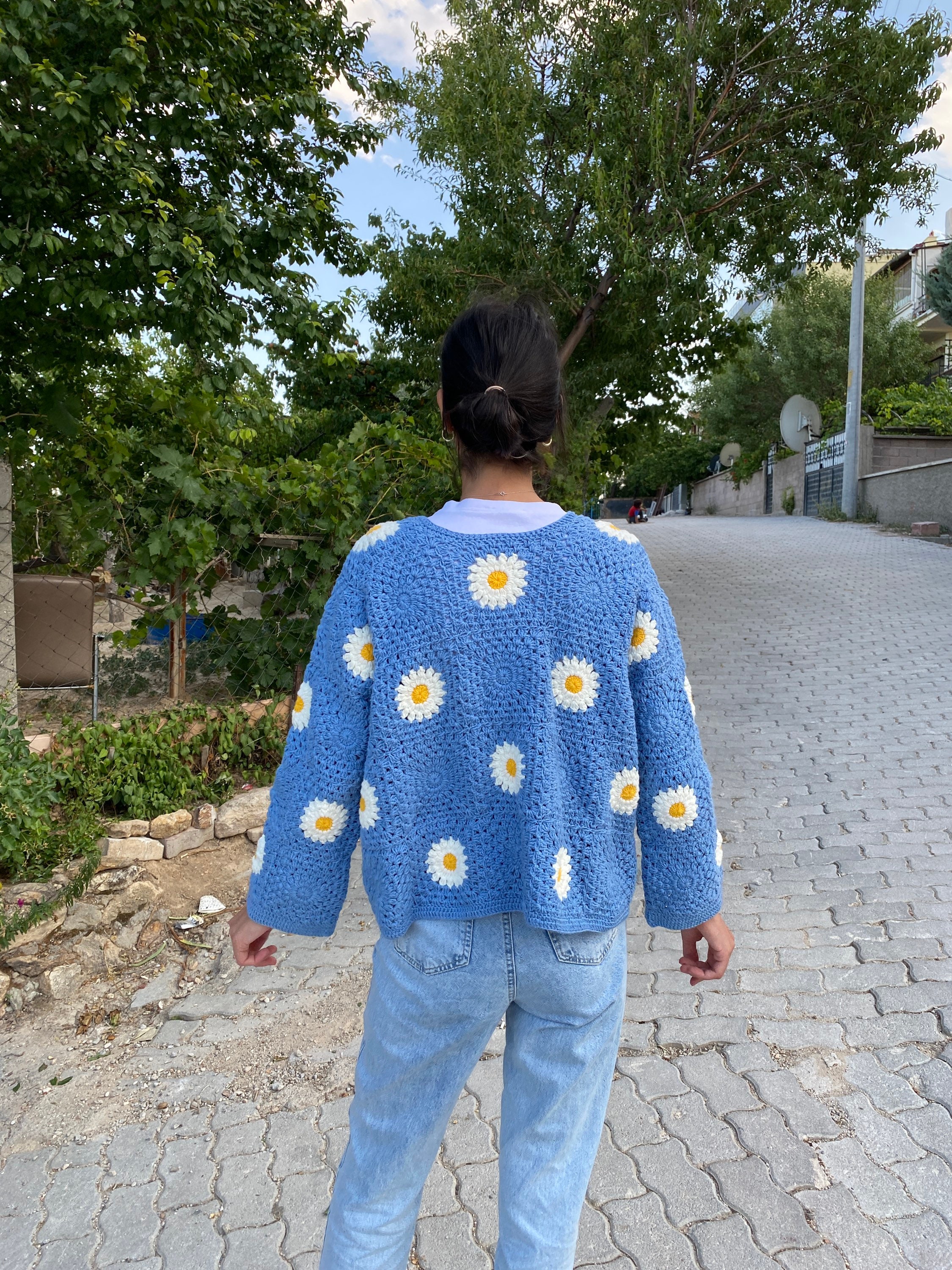 Daisy Cardigan, Granny Square Jacket, Afghan Crochet Cardigan, Granny Square Cardigan, Afghan Flo... — photo 6 of 10