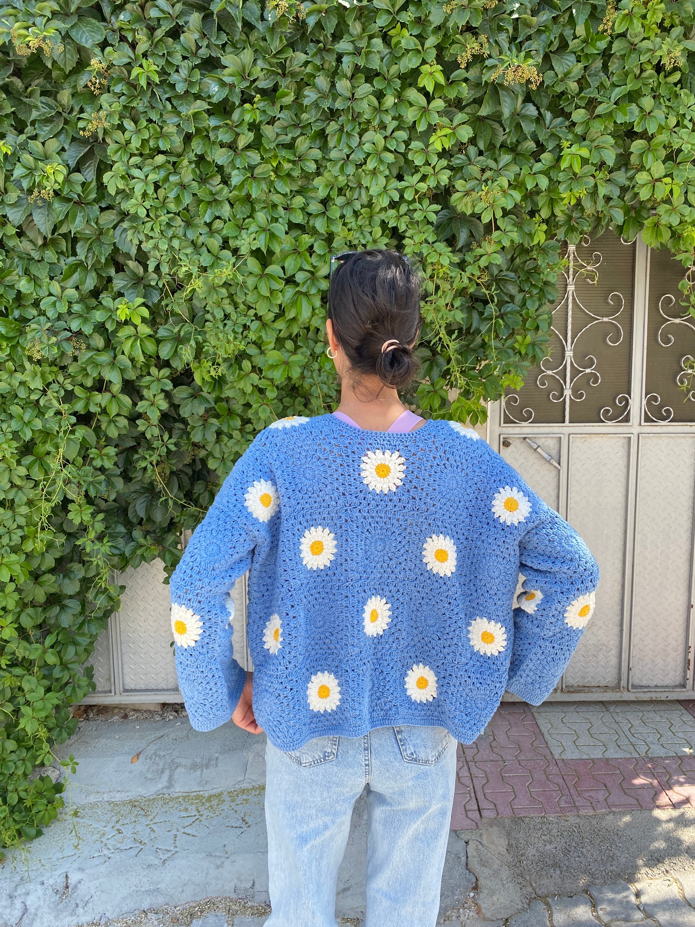 Daisy Cardigan, Granny Square Jacket, Afghan Crochet Cardigan, Granny Square Cardigan, Afghan Flo... — photo 7 of 10