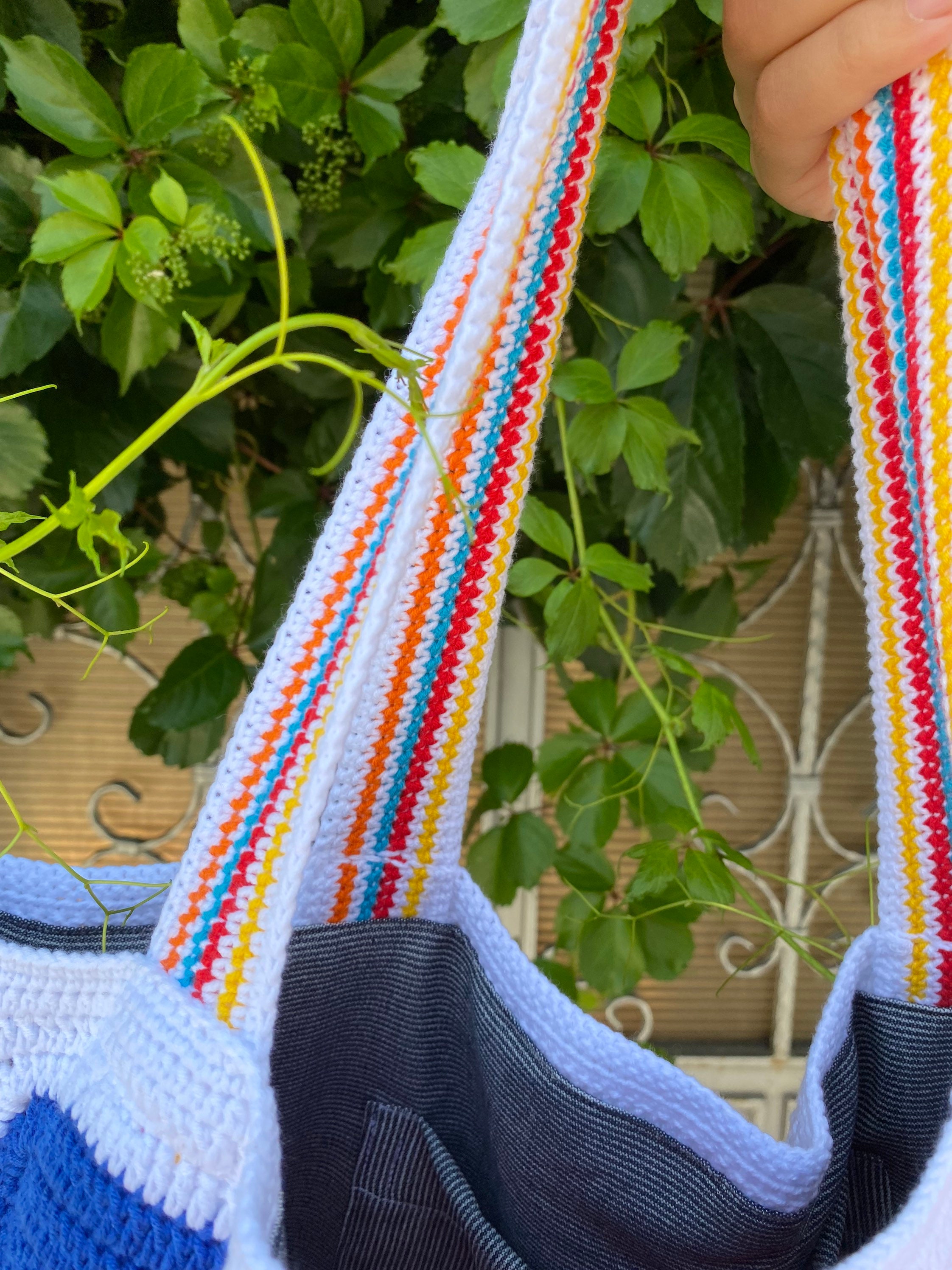 Daisy Knitted Bag, Crochet Bag, Granny Square Bag, Afghan Bag, Crochet Tote Bag, Summer Bag, Granny Square Purse, Crochet Shoulder Purse