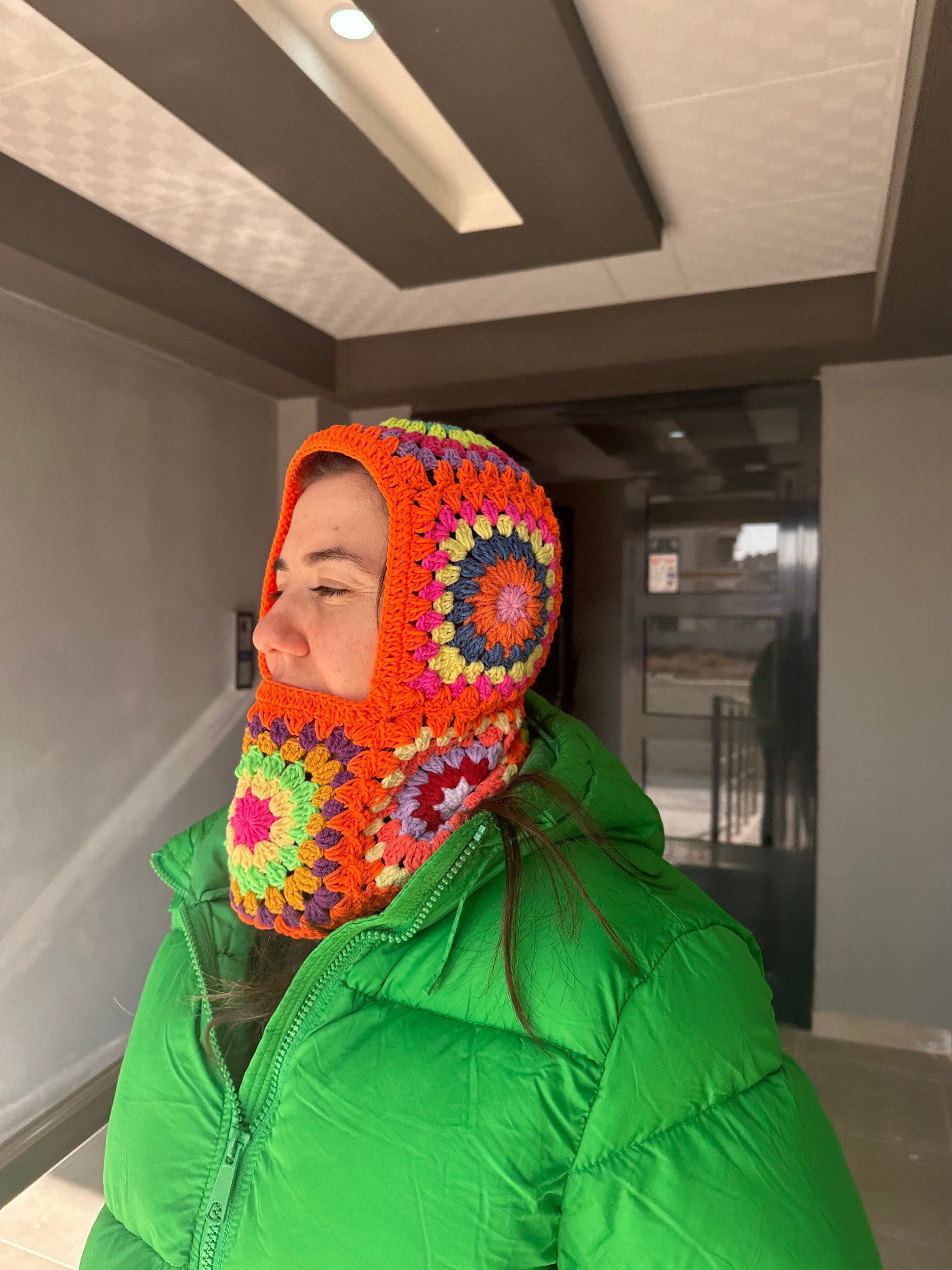 Granny Chic Crochet Balaclava - Handmade Winter Hat with Afghan Blanket Design — photo 7 of 10