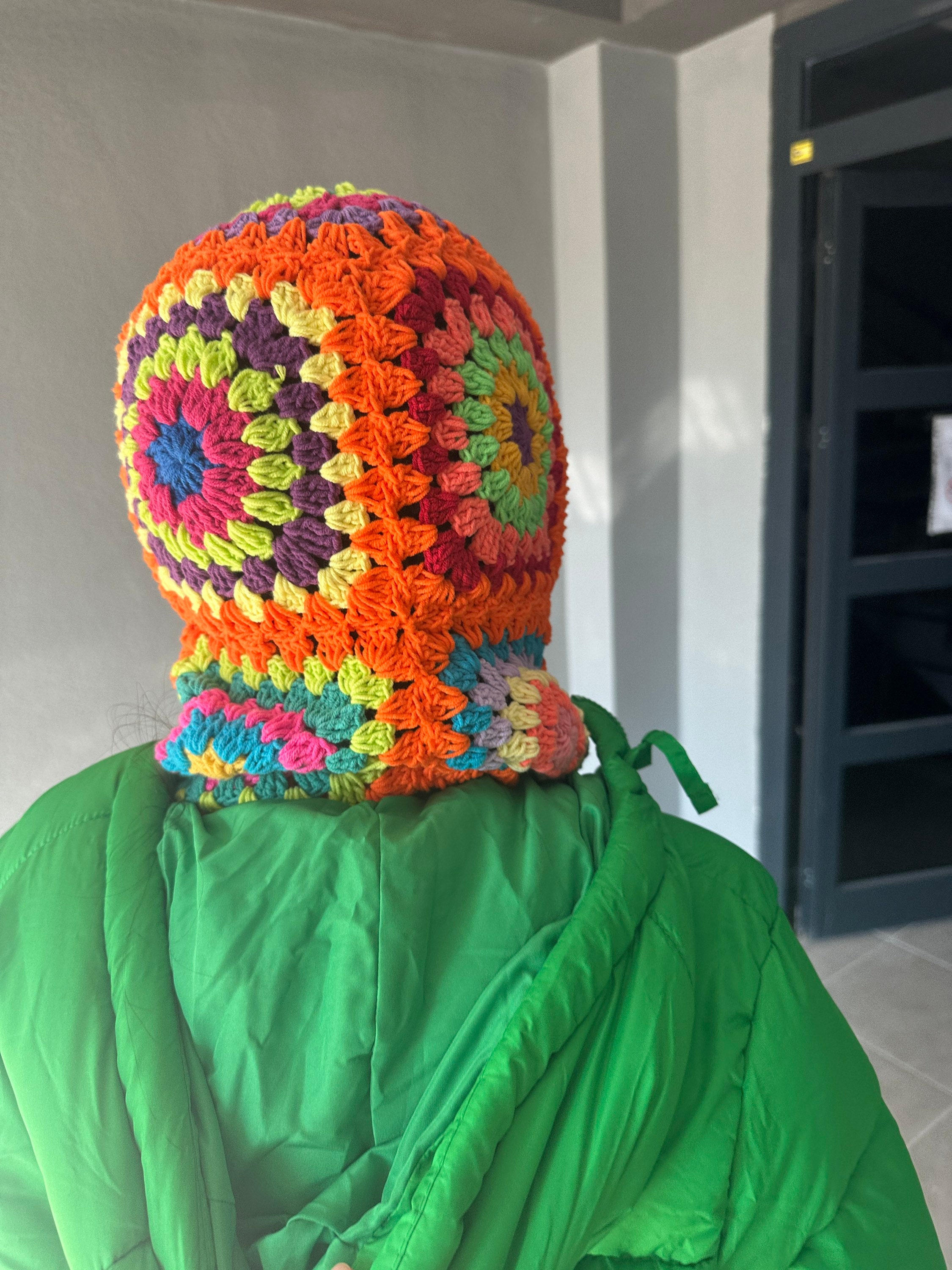 Granny Chic Crochet Balaclava - Handmade Winter Hat with Afghan Blanket Design — photo 2 of 10