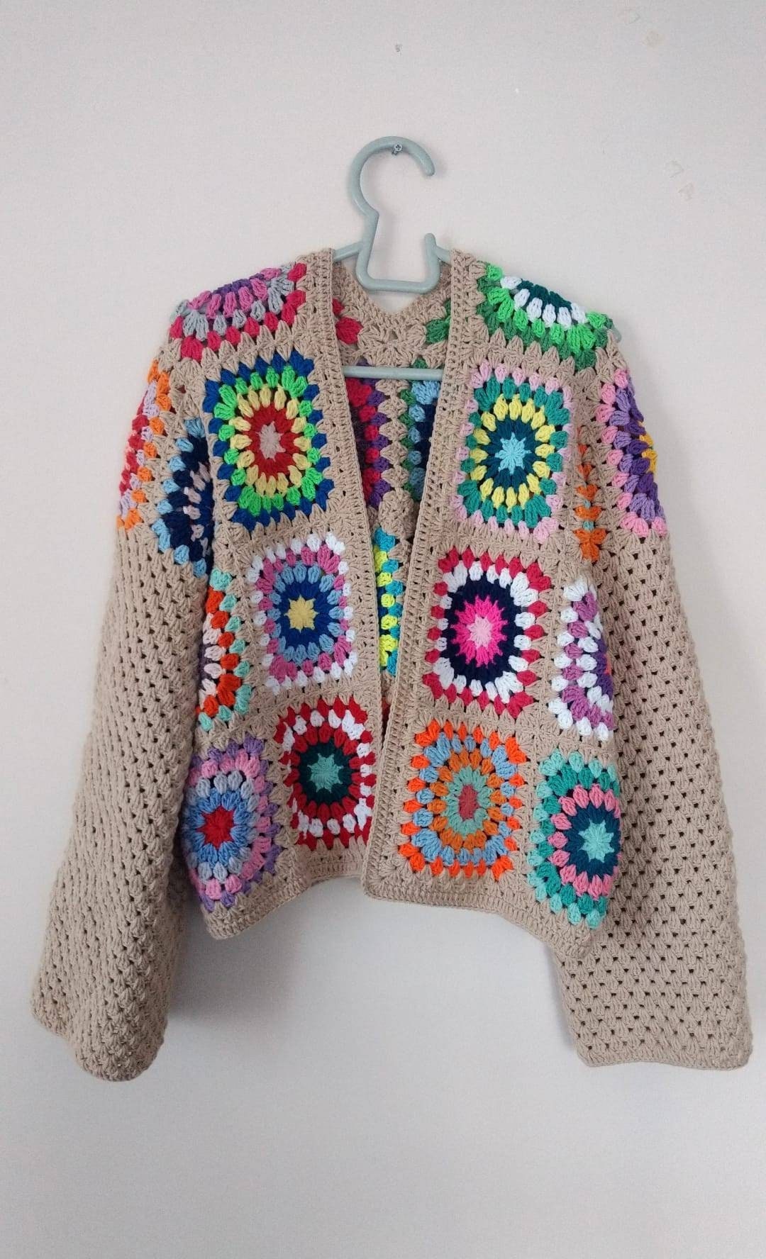 Granny Square Afghan Cardigan, Crochet Cardigan, Granny Square Coat, Afghan Coat, Boho Cardigan, Granny Square Sweater, Granny Square Vest