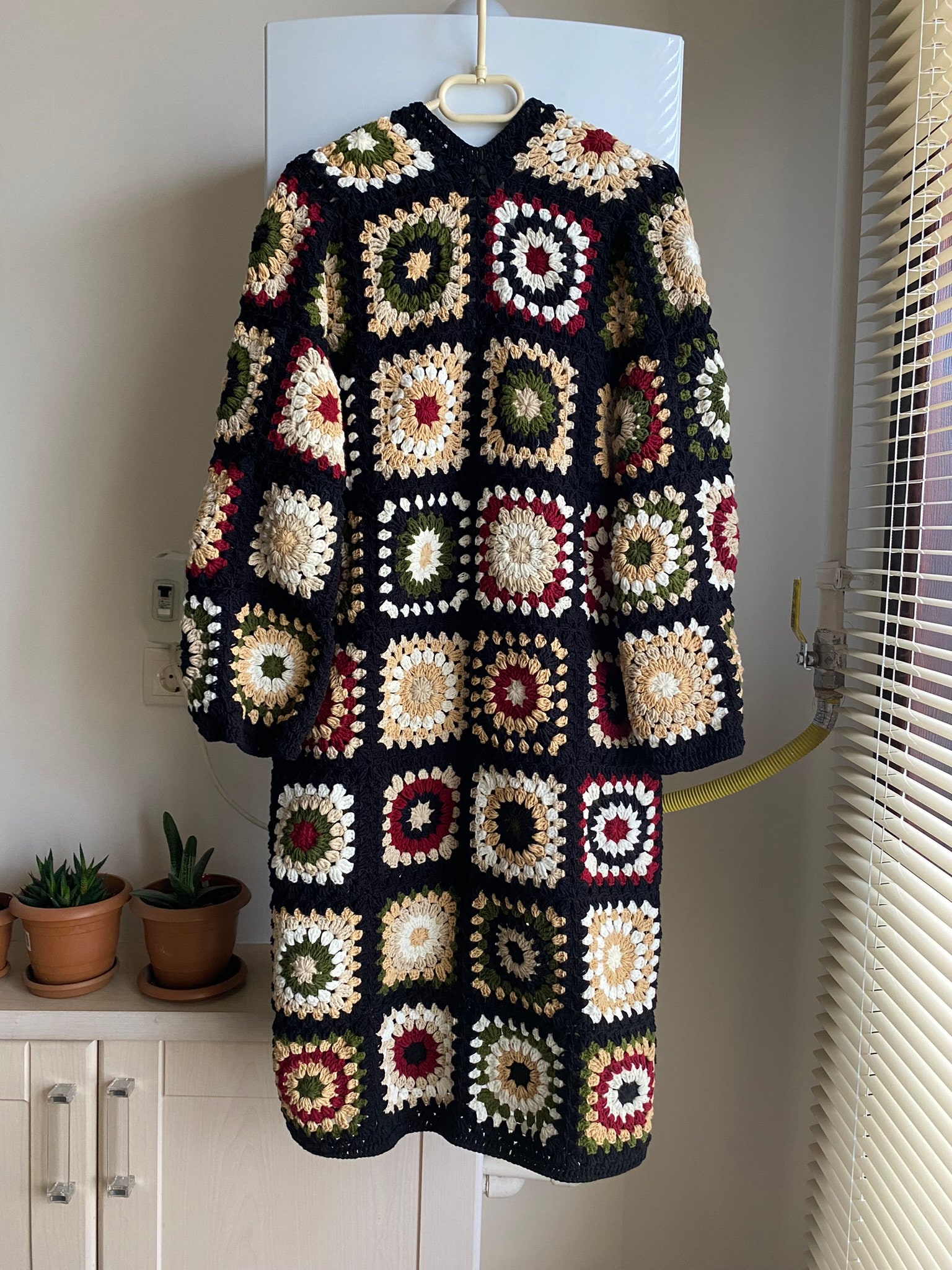 Granny Square Afghan Coat, Crochet Boho Cardigan, Crochet Sweater Womens, Patchwork Cardigan, Gra... — photo 6 of 10