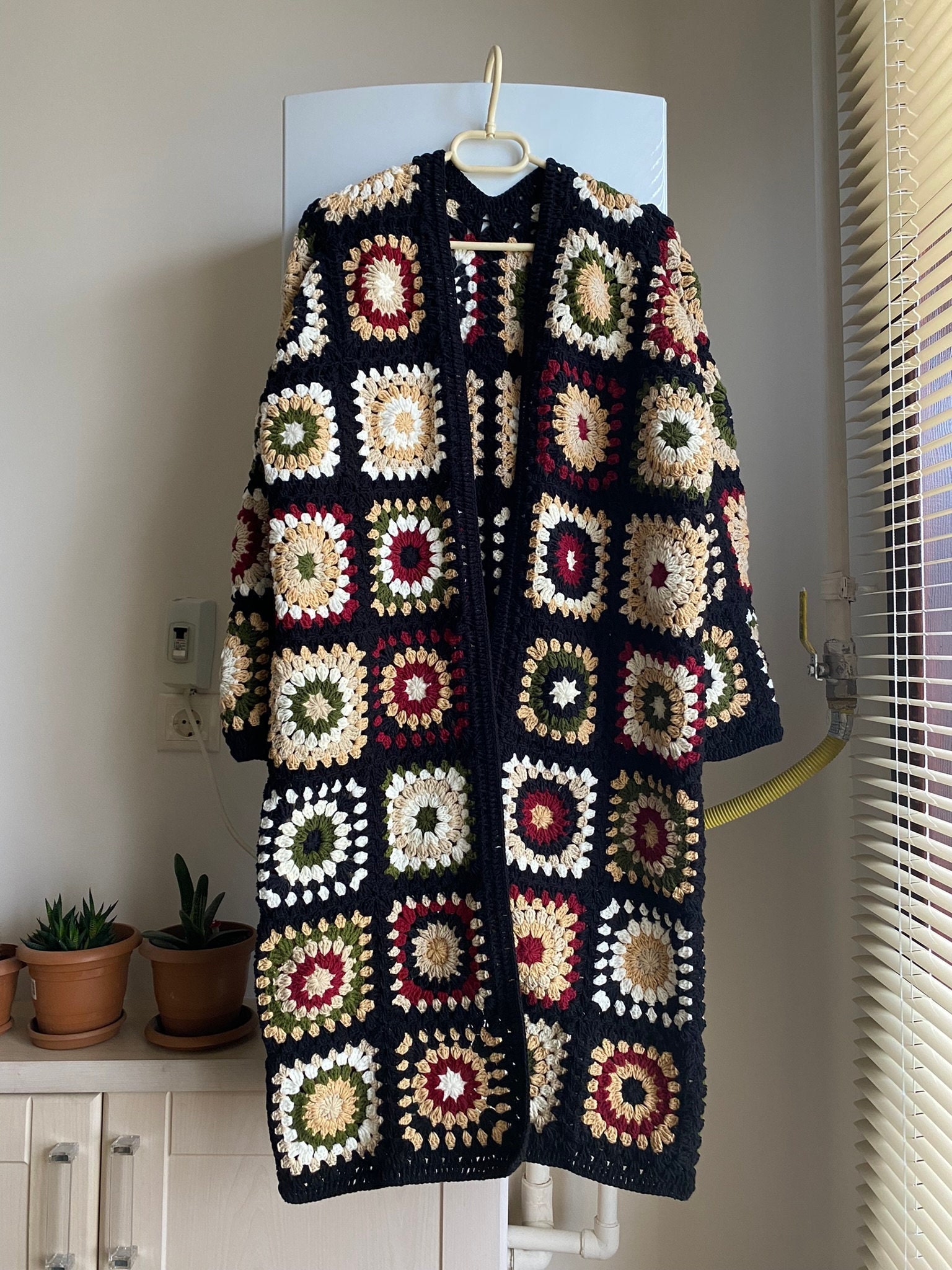 Granny Square Afghan Coat, Crochet Boho Cardigan, Crochet Sweater Womens, Patchwork Cardigan, Gra... — photo 7 of 10