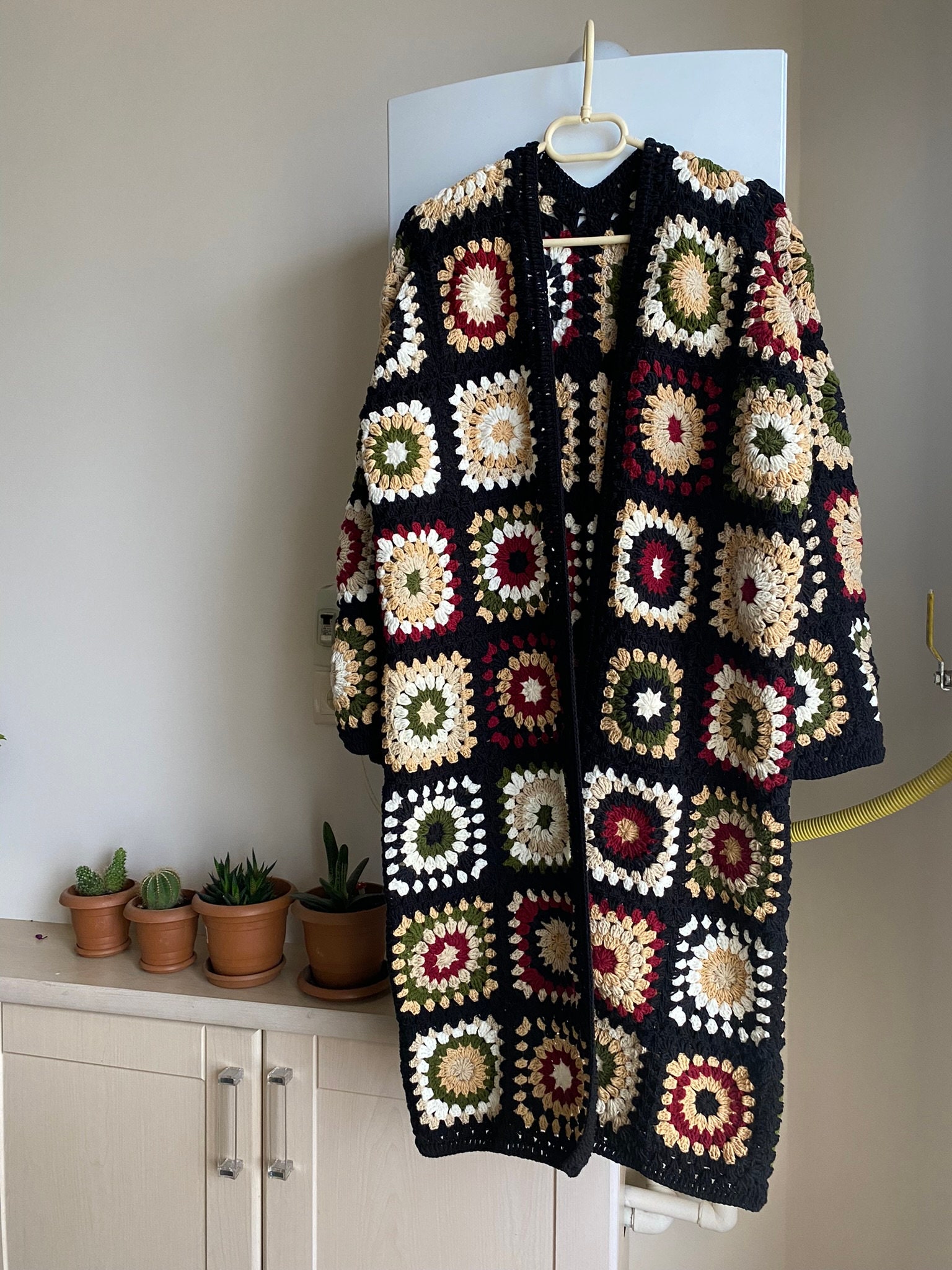 Granny Square Afghan Coat, Crochet Boho Cardigan, Crochet Sweater Womens, Patchwork Cardigan, Gra... — photo 4 of 10