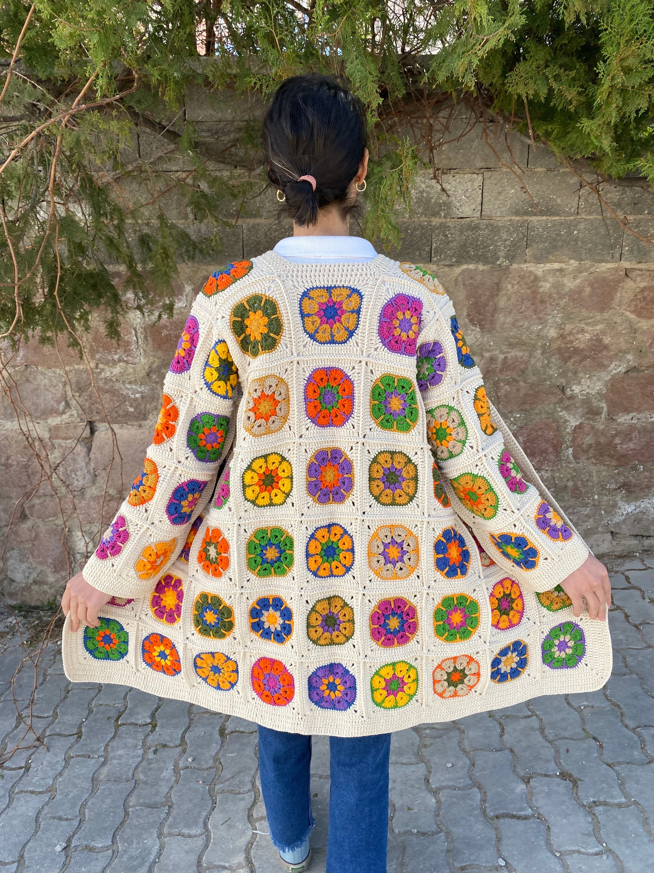 Granny Square Afghan Floral Cardigan, Crochet Cardigan, Granny Square Coat, Boho Cardigan, Granny... — photo 3 of 10