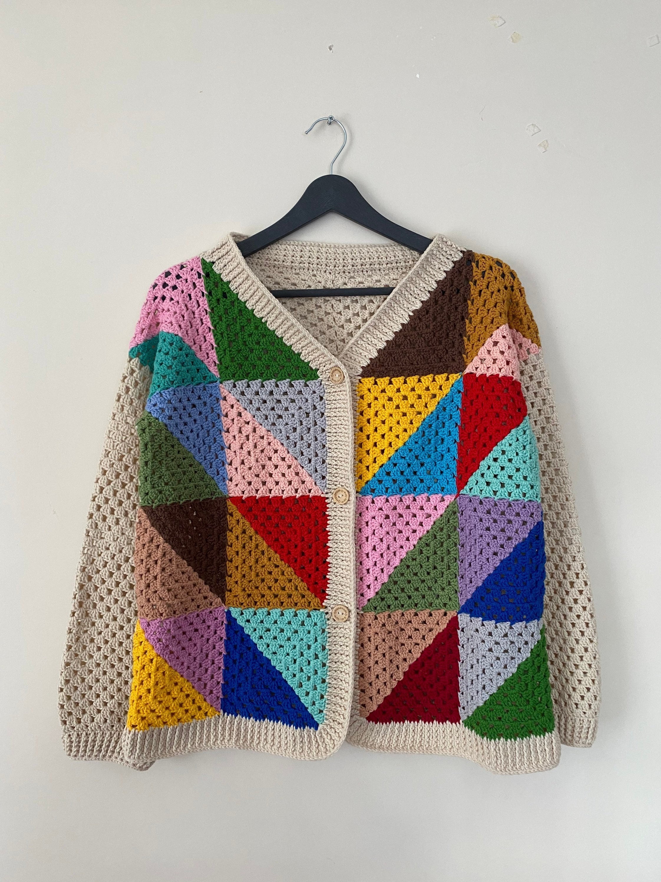 Granny Square Afghan Jacket, Crochet Vest, Granny Square Cardigan, Afghan Coat, Boho Style, Granny Square Sweater, Granny Square Jacket