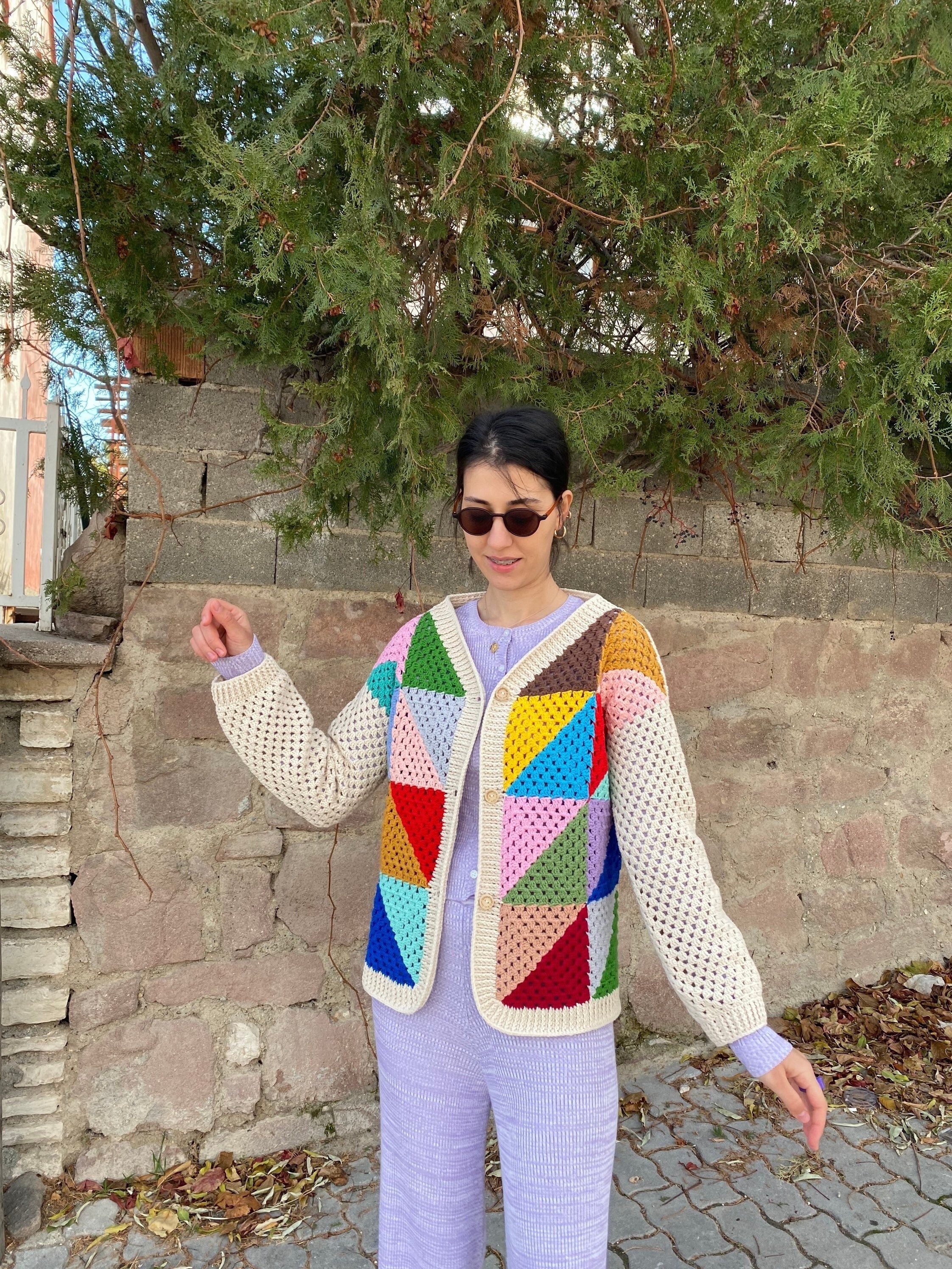 Granny Square Afghan Jacket, Crochet Vest, Granny Square Cardigan, Afghan Coat, Boho Style, Grann... — photo 7 of 10