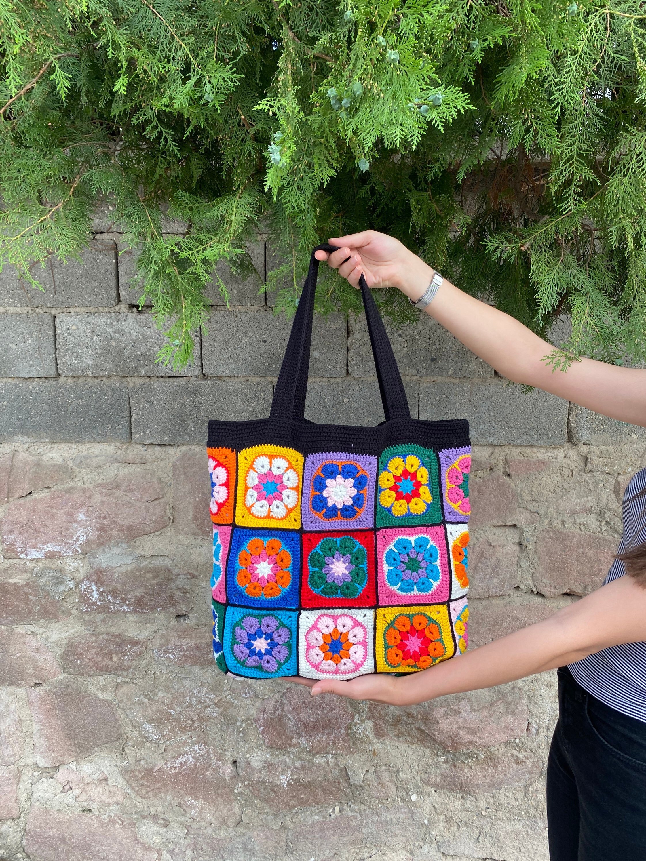 Granny Square Bag, Crochet Flower Bag, Granny Square Shoulder Bag, Crochet Afghan Bag, Summer Bag... — photo 7 of 10