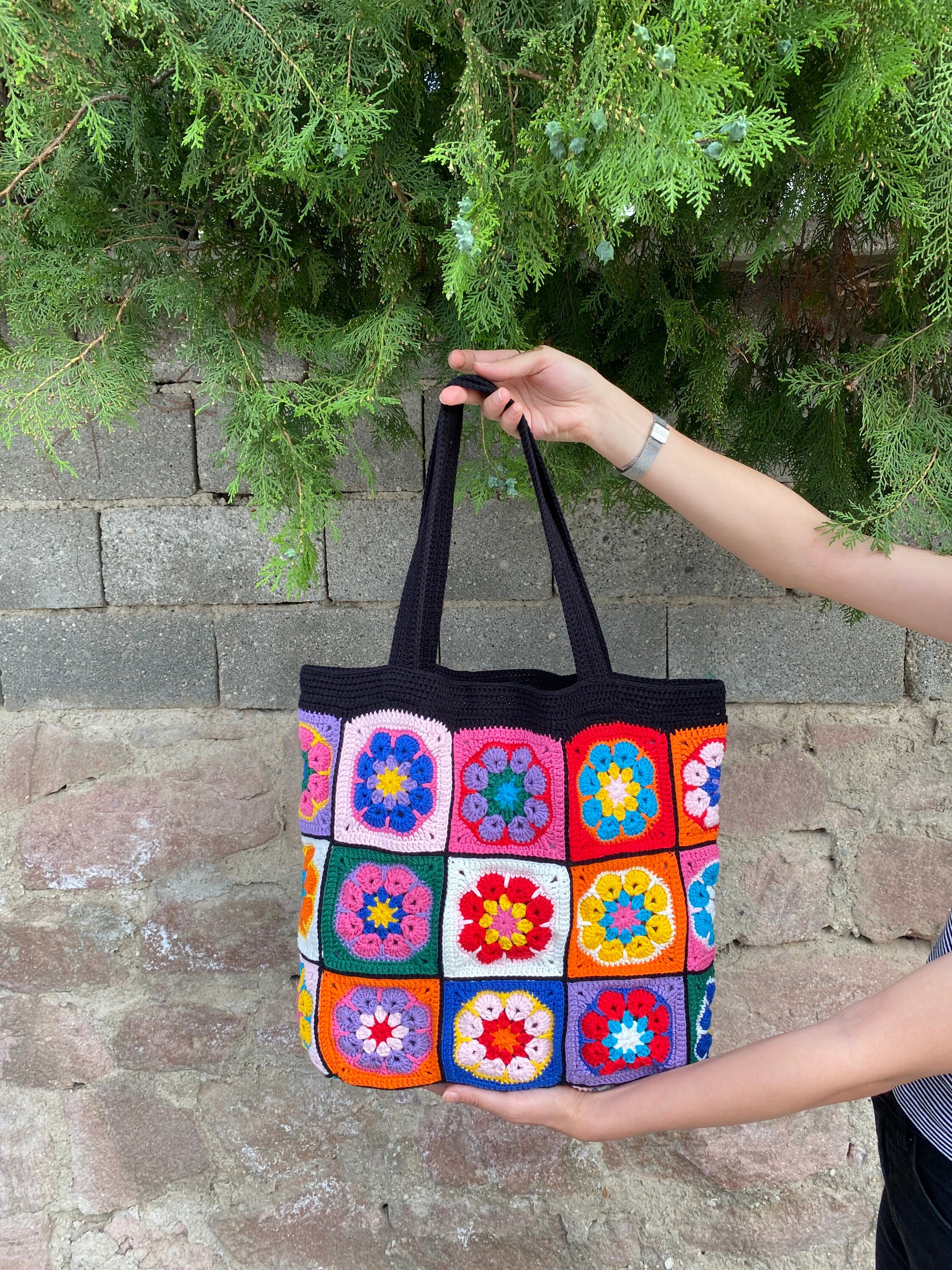 Granny Square Bag, Crochet Flower Bag, Granny Square Shoulder Bag, Crochet Afghan Bag, Summer Bag... — photo 6 of 10