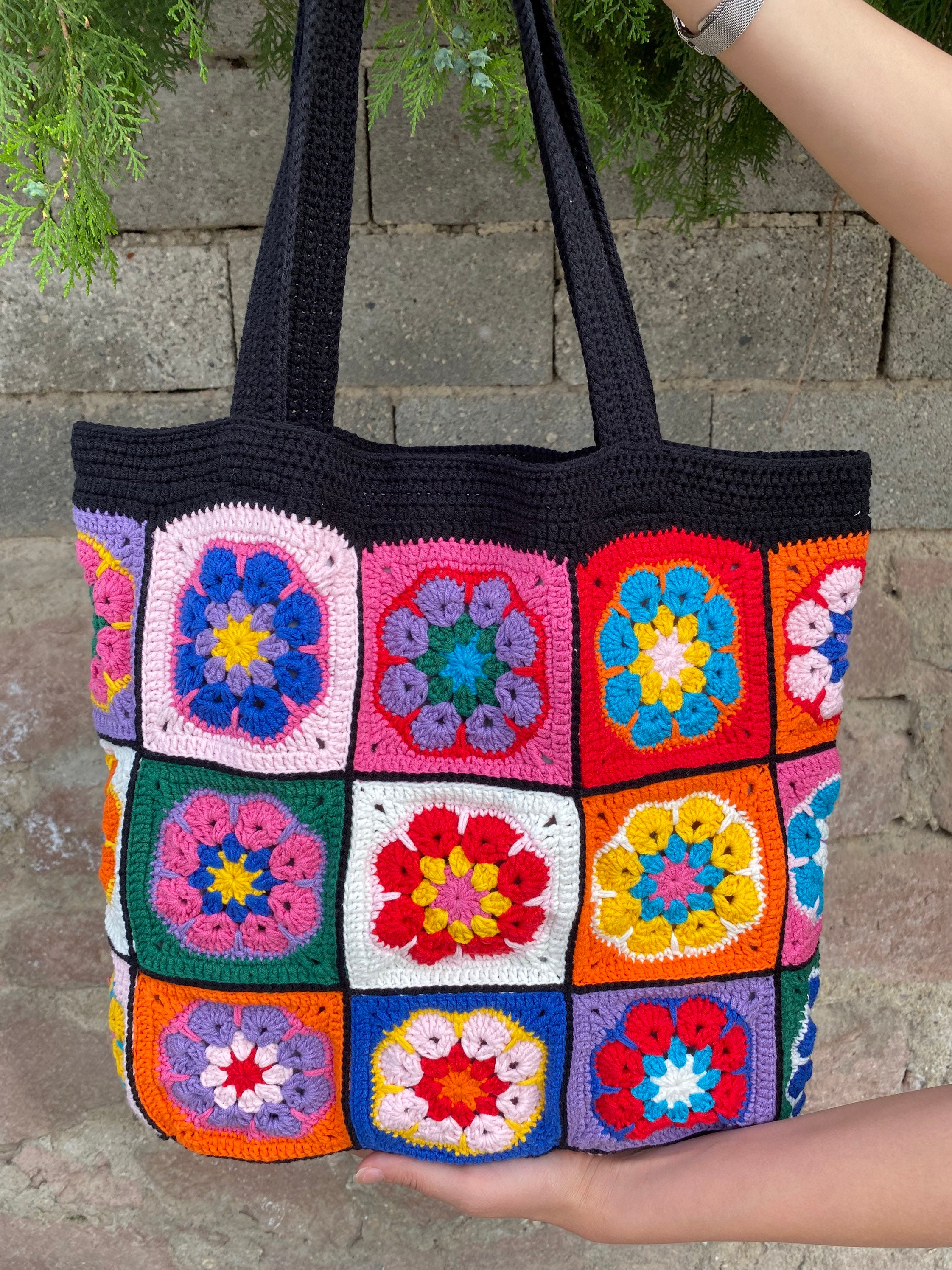 Granny Square Bag, Crochet Flower Bag, Granny Square Shoulder Bag, Crochet Afghan Bag, Summer Bag... — photo 2 of 10