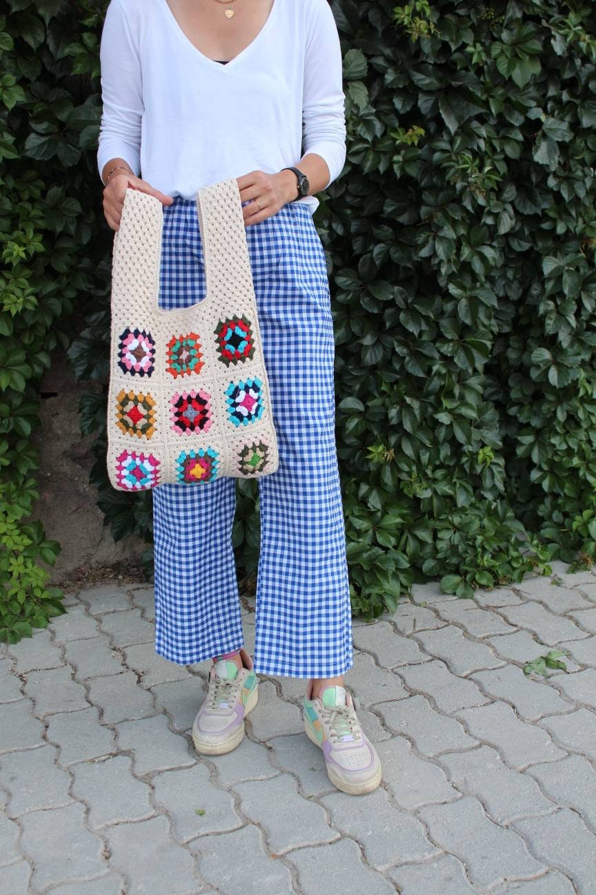 Granny Square Bag, Crochet Market Bag, Summer Bag, Crochet Tote Bag, Afghan Bag, Hippie Bag, Croc... — photo 3 of 10