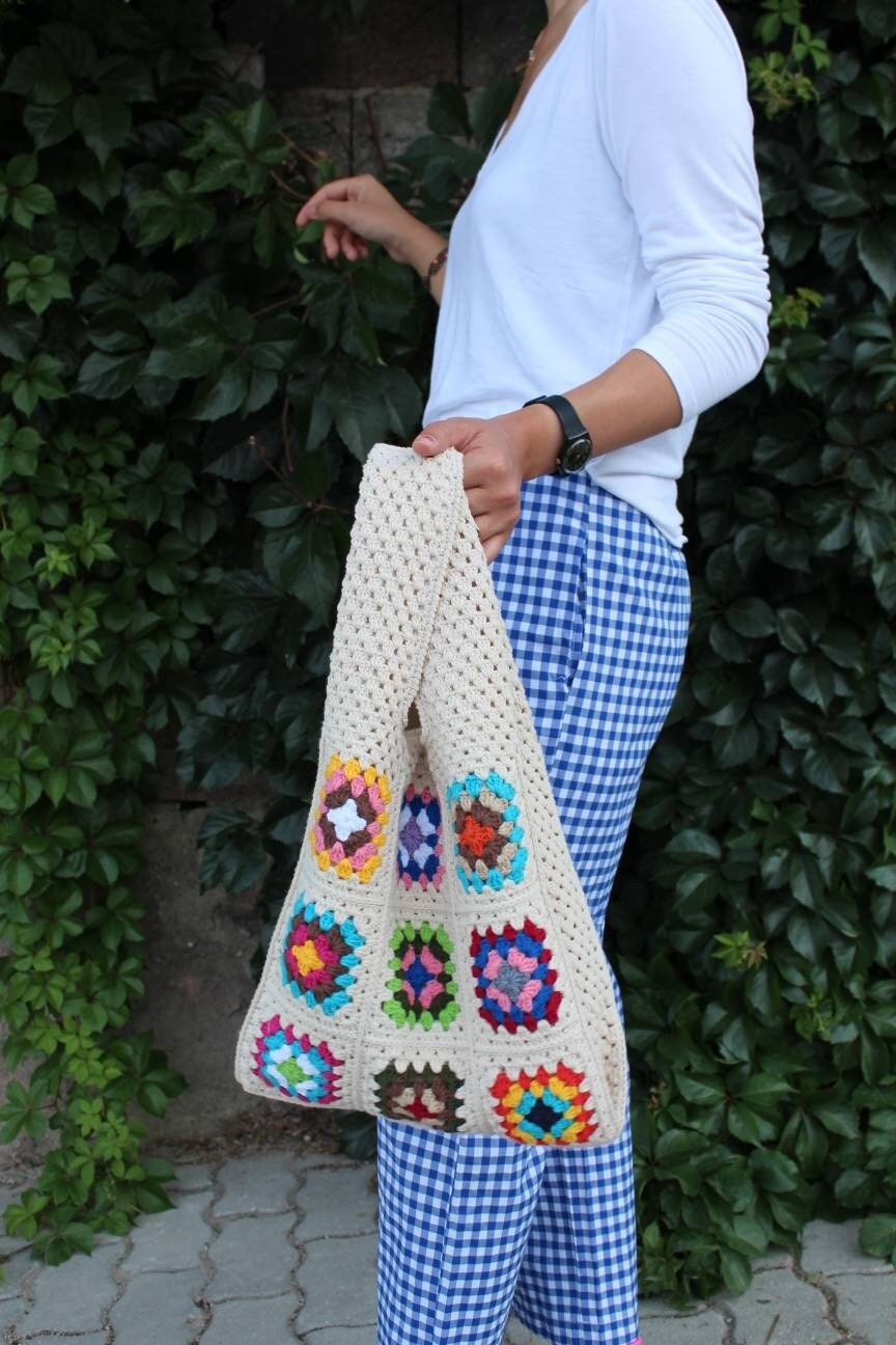 Granny Square Bag, Crochet Market Bag, Summer Bag, Crochet Tote Bag, Afghan Bag, Hippie Bag, Croc... — photo 5 of 10