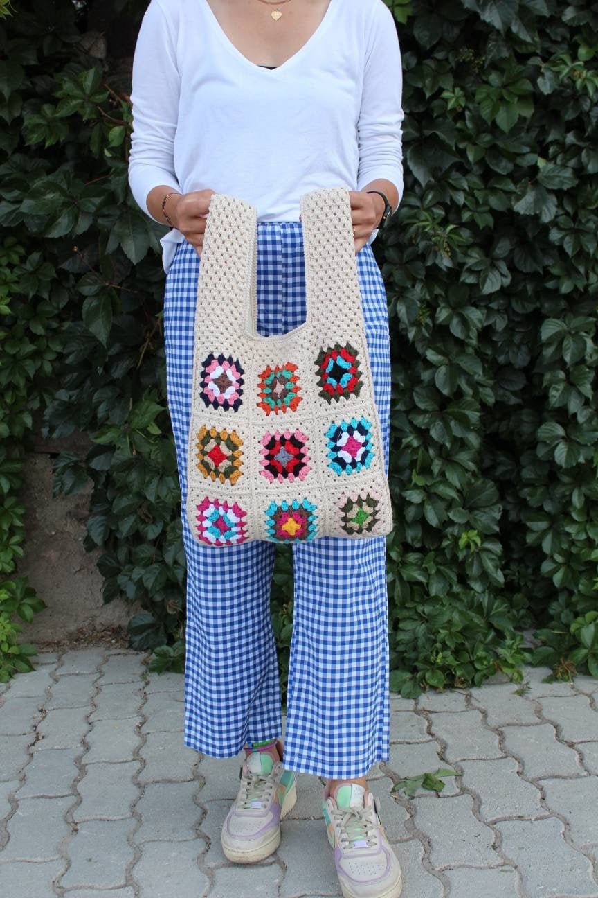 Granny Square Bag, Crochet Market Bag, Summer Bag, Crochet Tote Bag, Afghan Bag, Hippie Bag, Croc... — photo 7 of 10
