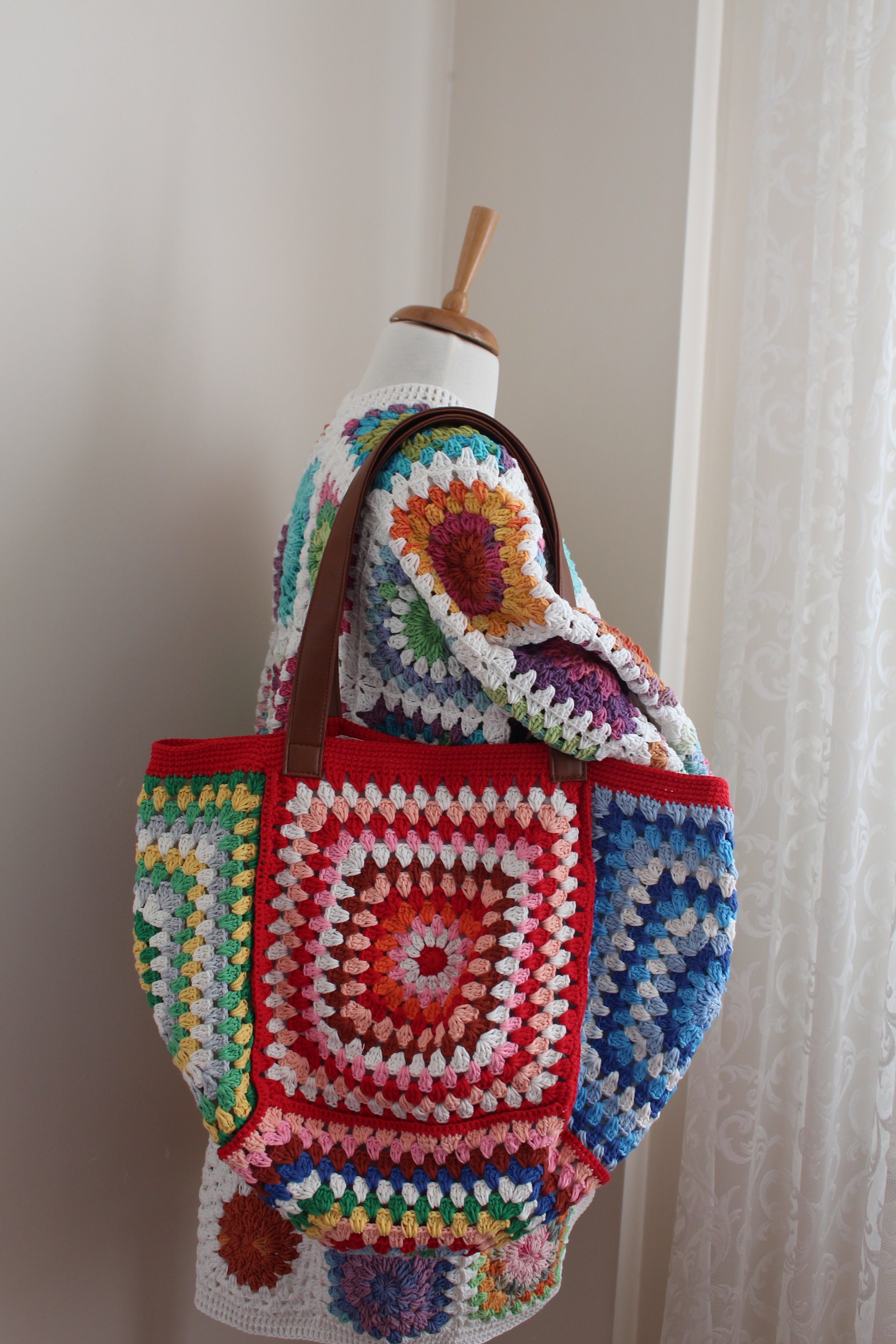 Granny Square Bag, Crochet Purse, Crochet Tote Bag, Retro Style, Vintage Style, Crochet Afghan Ba... — photo 6 of 13