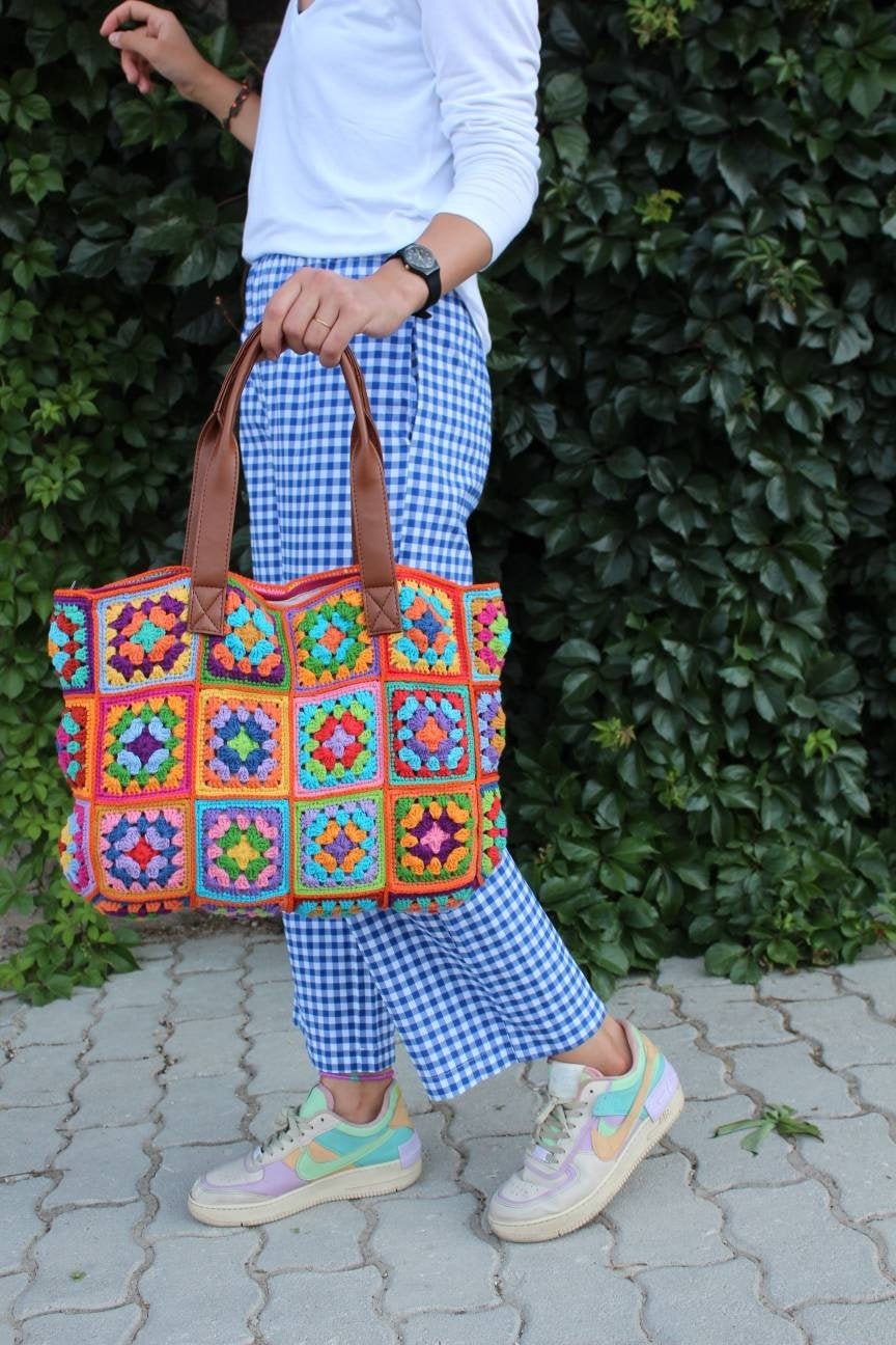 Granny Square Bag, Crochet Tote Bag, Afghan Bag, Crochet HandBag, Hobo Bag, Hippie Bag, Tote Bag,... — photo 6 of 10