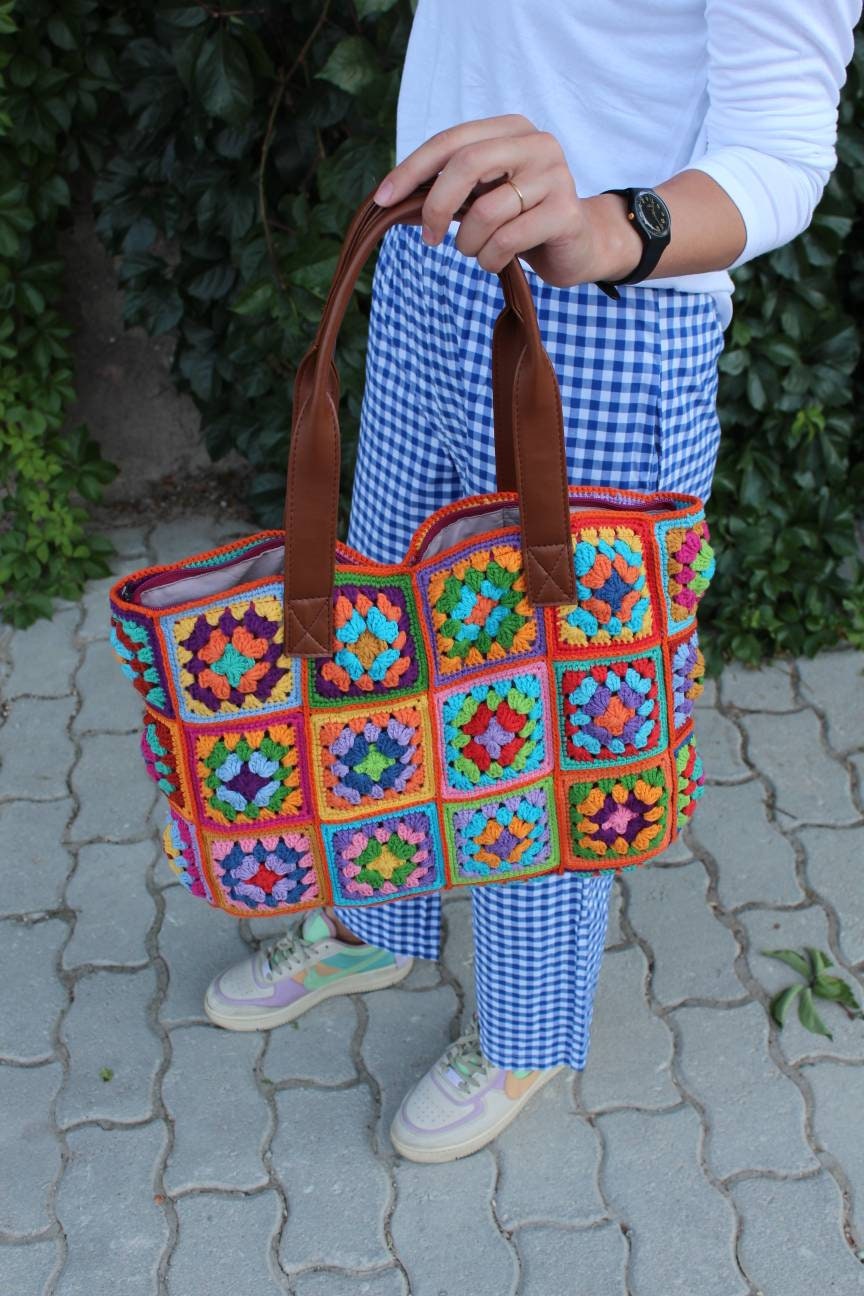 Granny Square Bag, Crochet Tote Bag, Afghan Bag, Crochet HandBag, Hobo Bag, Hippie Bag, Tote Bag,... — photo 5 of 10