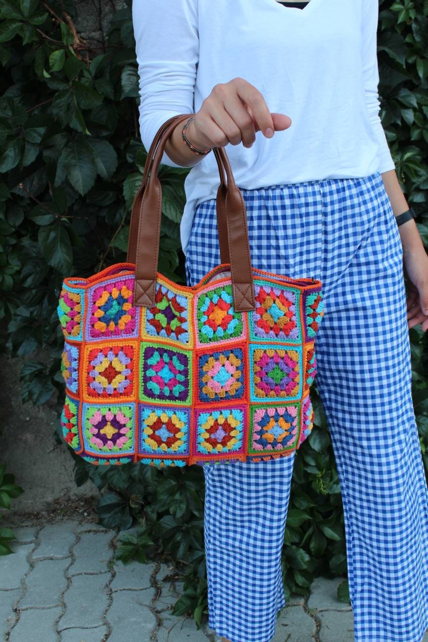 Granny Square Bag, Crochet Tote Bag, Afghan Bag, Crochet HandBag, Hobo Bag, Hippie Bag, Tote Bag,... — photo 3 of 10