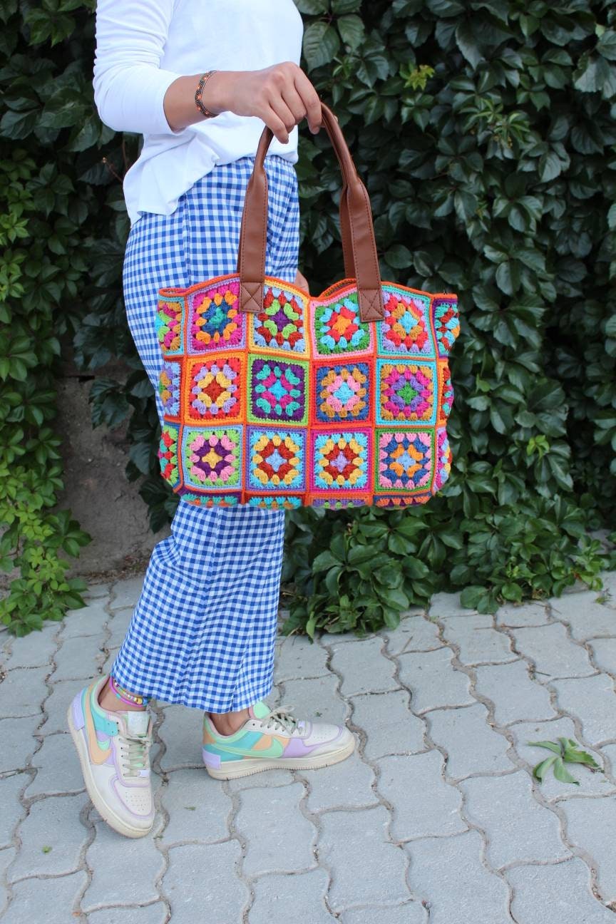 Granny Square Bag, Crochet Tote Bag, Afghan Bag, Crochet HandBag, Hobo Bag, Hippie Bag, Tote Bag,... — photo 7 of 10