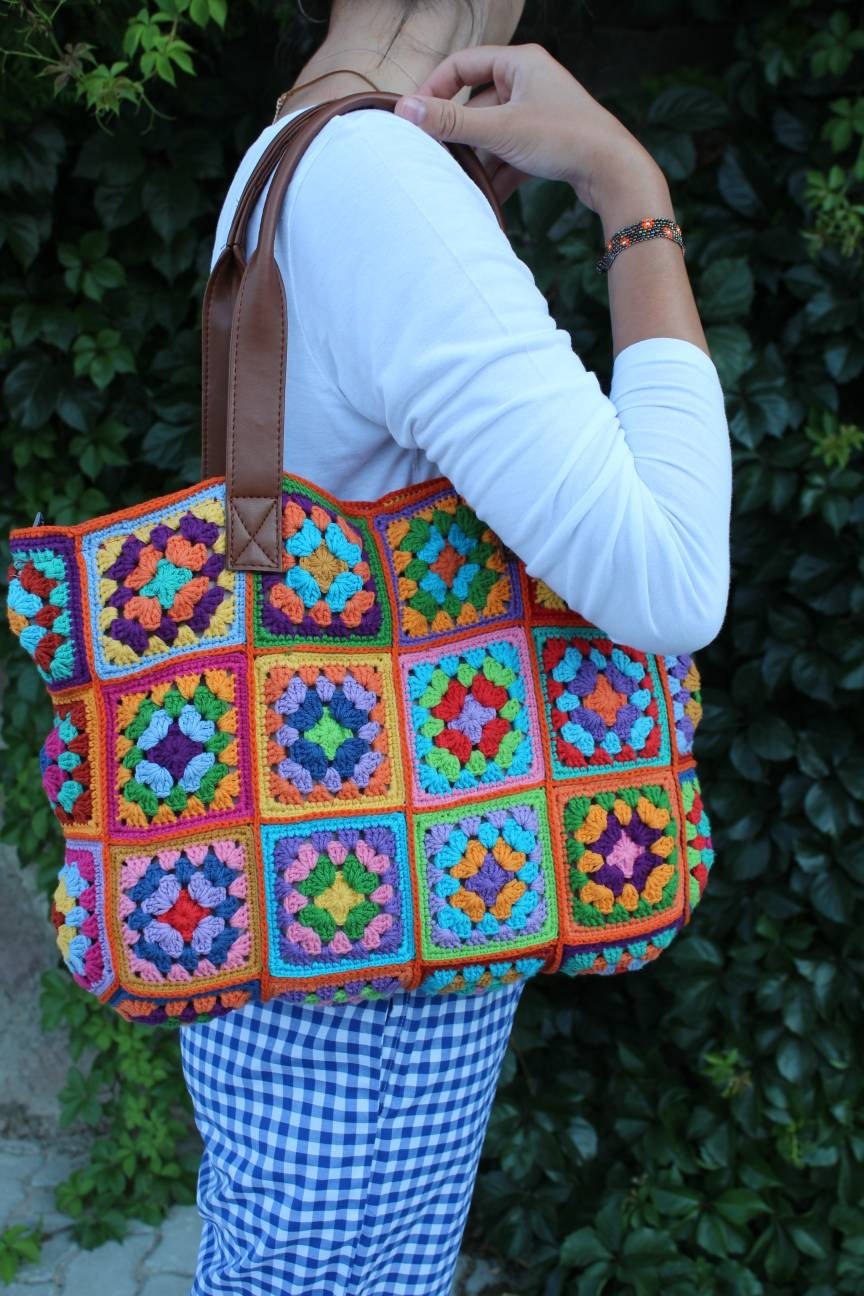 Granny Square Bag, Crochet Tote Bag, Afghan Bag, Crochet HandBag, Hobo Bag, Hippie Bag, Tote Bag,... — photo 2 of 10