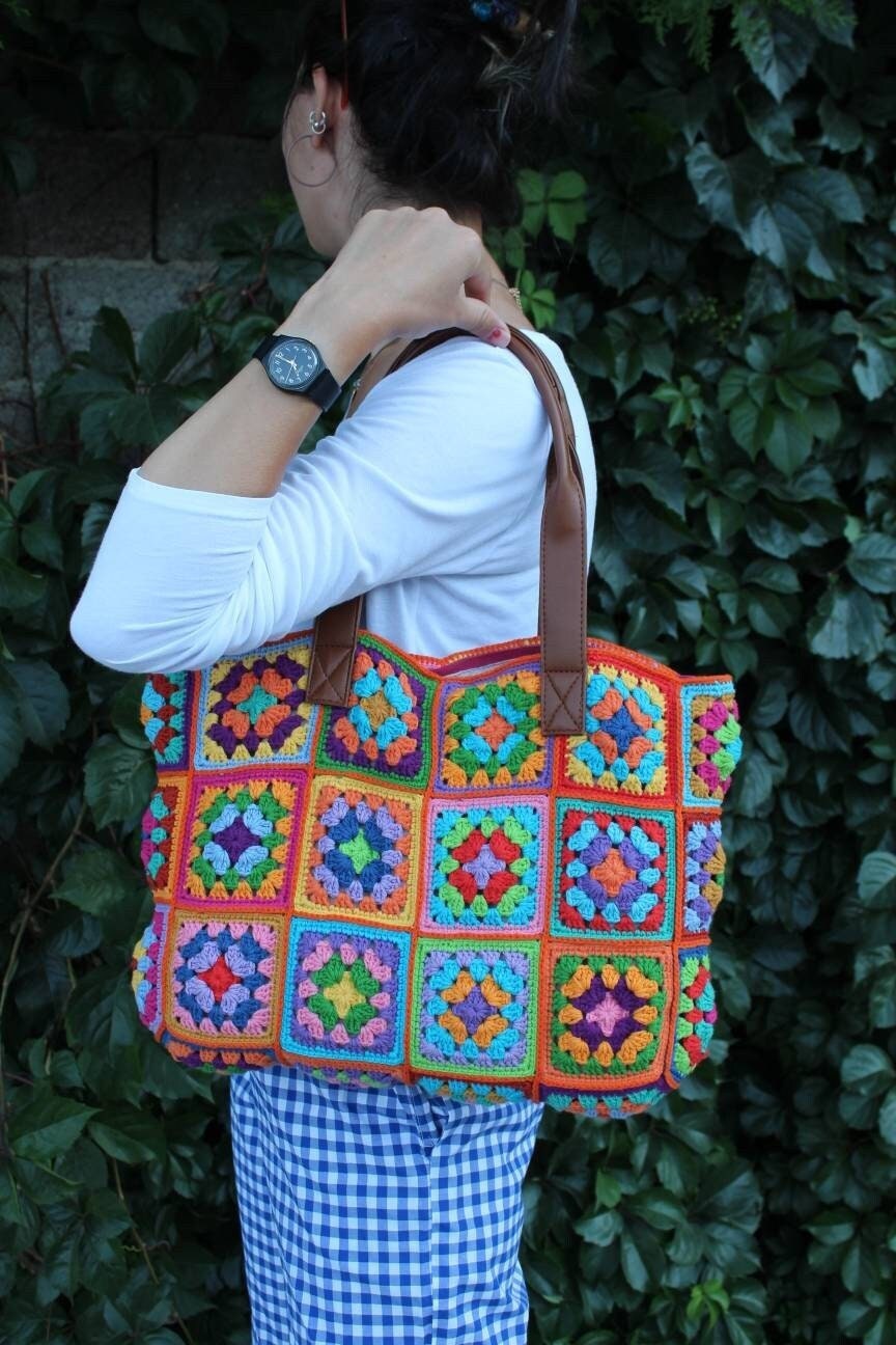 Granny Square Bag, Crochet Tote Bag, Afghan Bag, Crochet HandBag, Hobo Bag, Hippie Bag, Tote Bag,... — photo 4 of 10