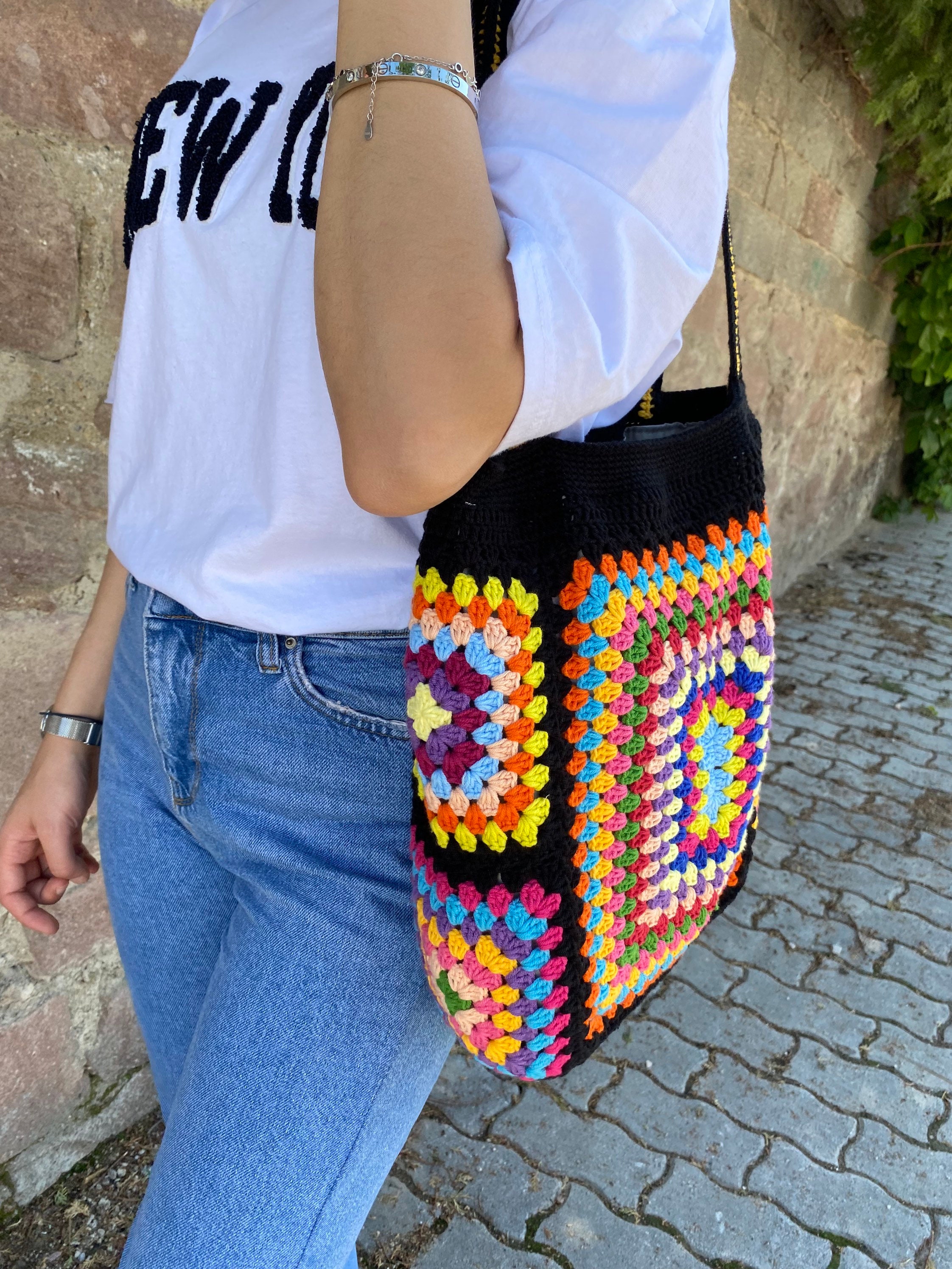Granny Square Bag, Crochet Tote Bag, Beach Bag, Afghan Crochet Purse, Summer Bag, Boho Bag, Shoul... — photo 2 of 10