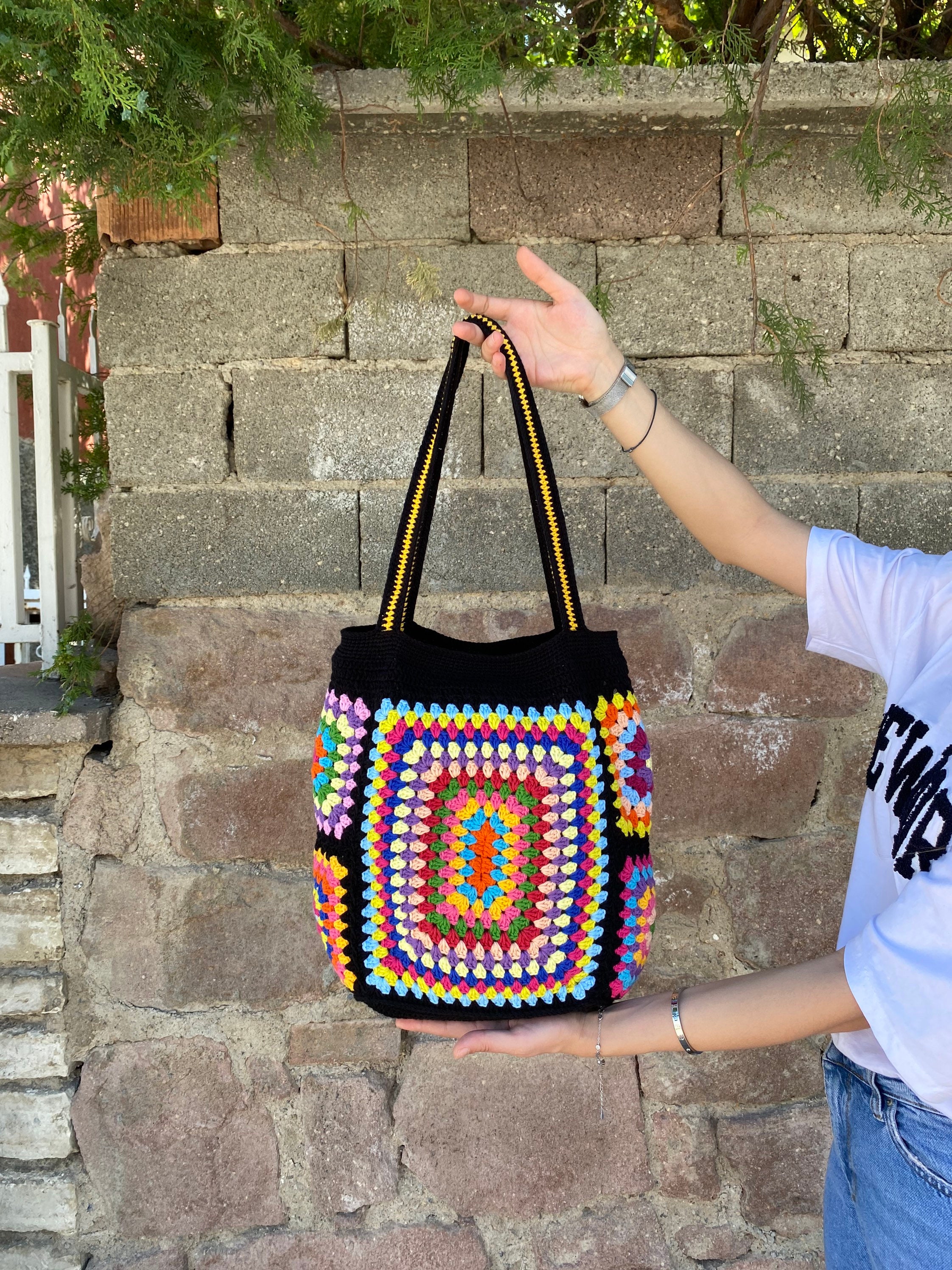 Granny Square Bag, Crochet Tote Bag, Beach Bag, Afghan Crochet Purse, Summer Bag, Boho Bag, Shoul... — photo 6 of 10