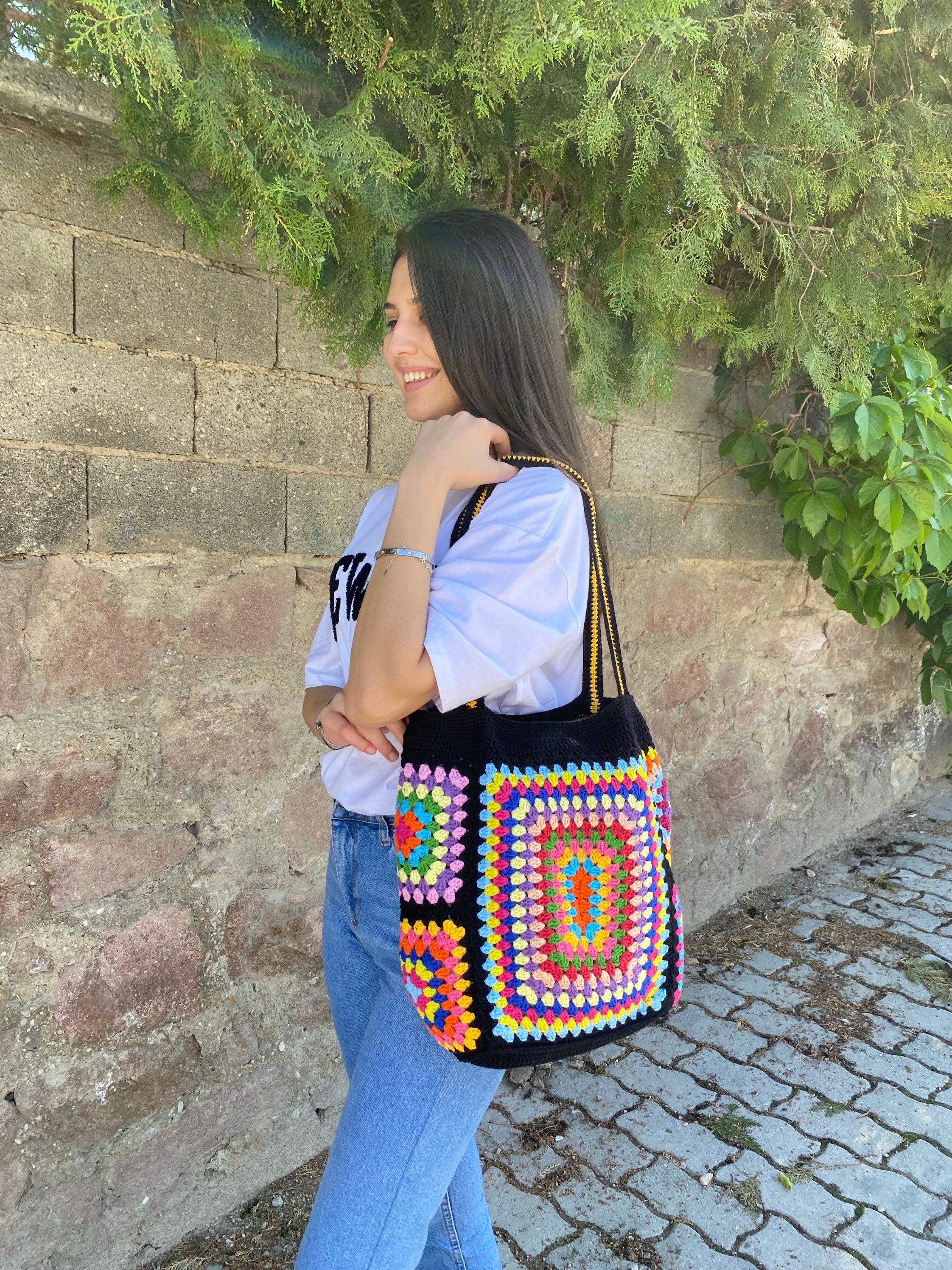 Granny Square Bag, Crochet Tote Bag, Beach Bag, Afghan Crochet Purse, Summer Bag, Boho Bag, Shoul... — photo 4 of 10