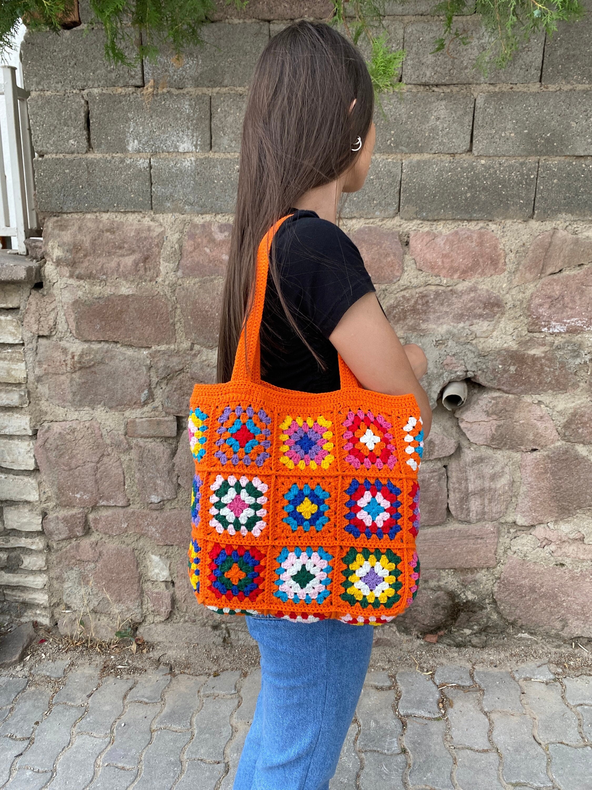 Granny Square Bag, Crochet Tote Bag, Granny Square Purse, Boho Bag, Crochet Cotton Purse, Hippie ... — photo 3 of 10