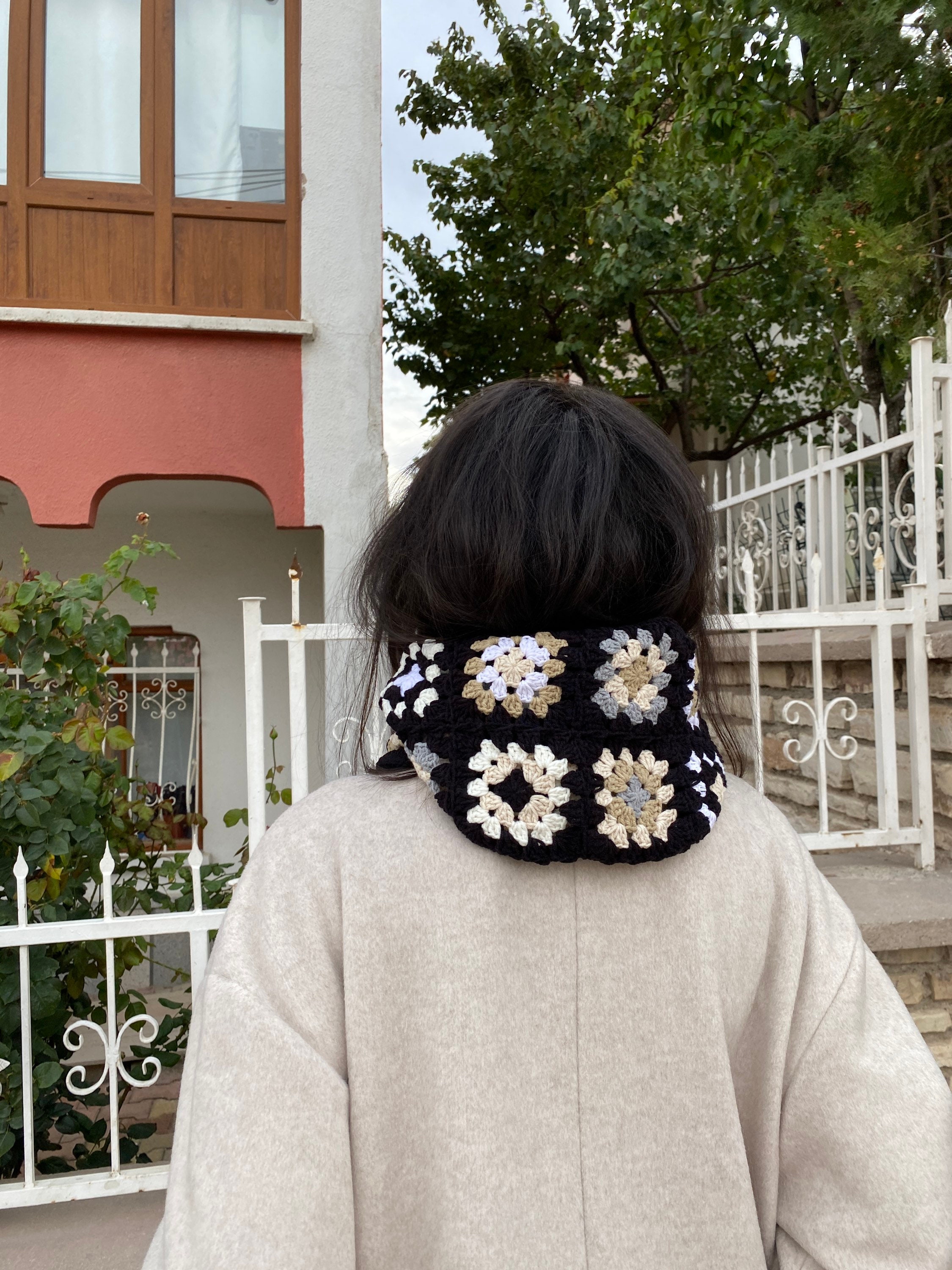 Granny Square Balaclava, Black White Hat, Crochet Balaclava, Crochet Hoodie, Granny Square Hoodie... — photo 7 of 10