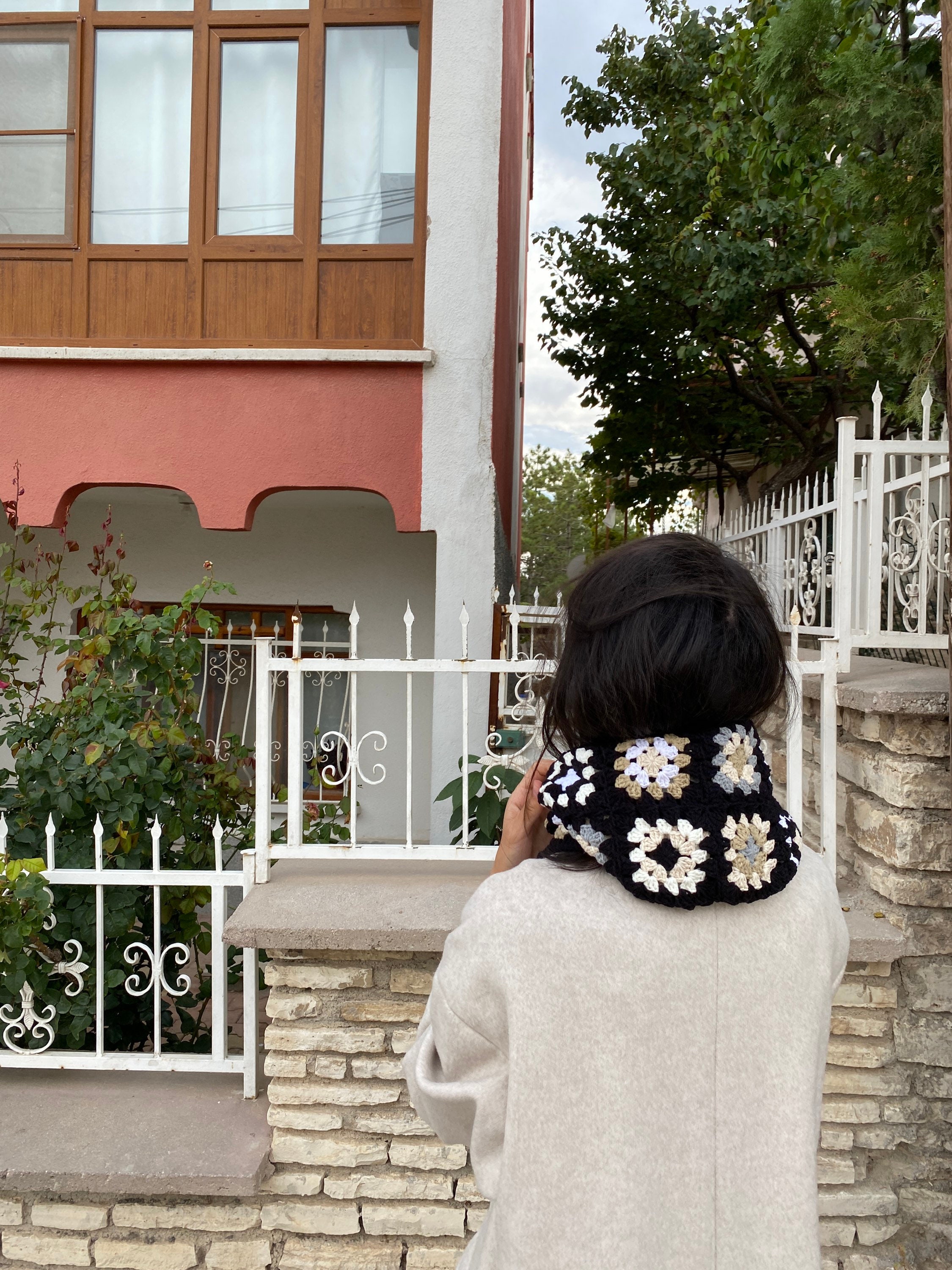 Granny Square Balaclava, Black White Hat, Crochet Balaclava, Crochet Hoodie, Granny Square Hoodie... — photo 5 of 10