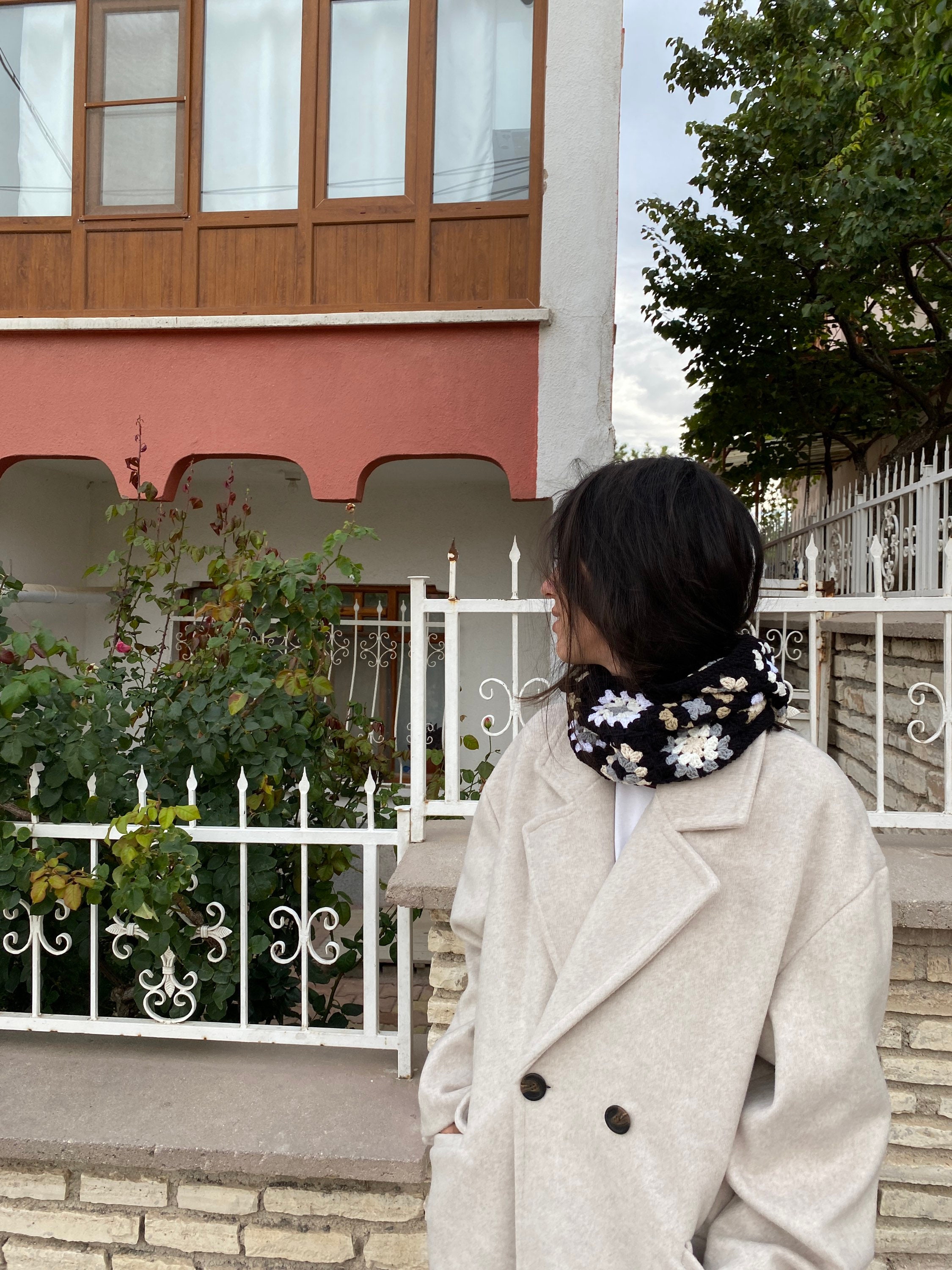 Granny Square Balaclava, Black White Hat, Crochet Balaclava, Crochet Hoodie, Granny Square Hoodie... — photo 6 of 10
